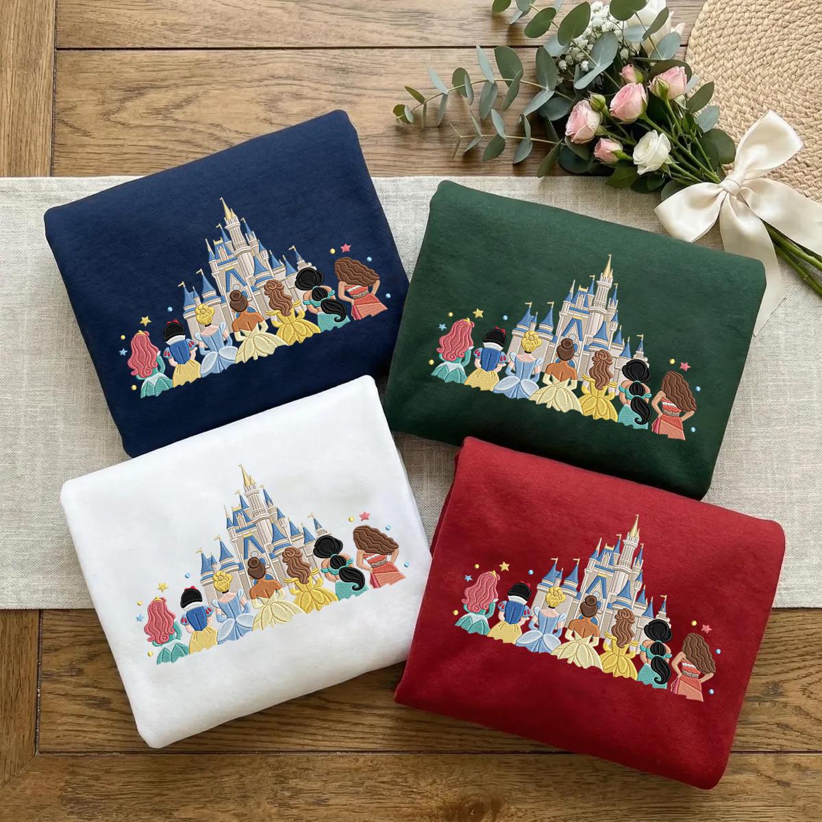 Embroidered Disney Princess Magical Castle Shirt, Sweatshirt or Quarterzip Hoodie in Minimalist Y2K Clothing Style - photo 4