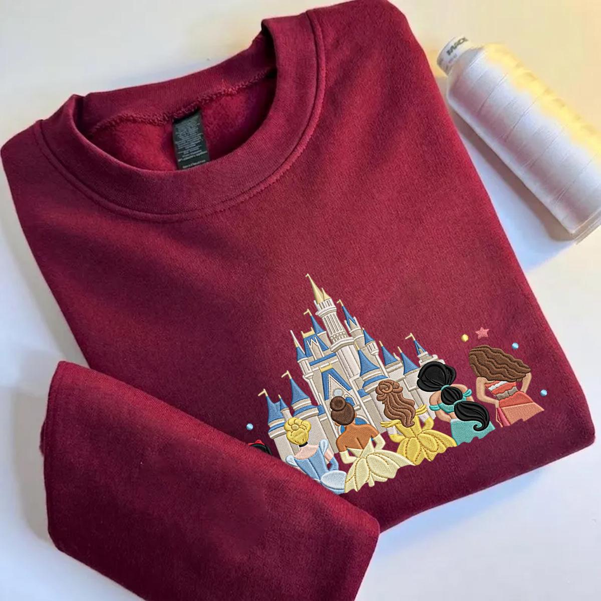 Embroidered Disney Princess Magical Castle Shirt, Sweatshirt or Quarterzip Hoodie in Minimalist Y2K Clothing Style - photo 5