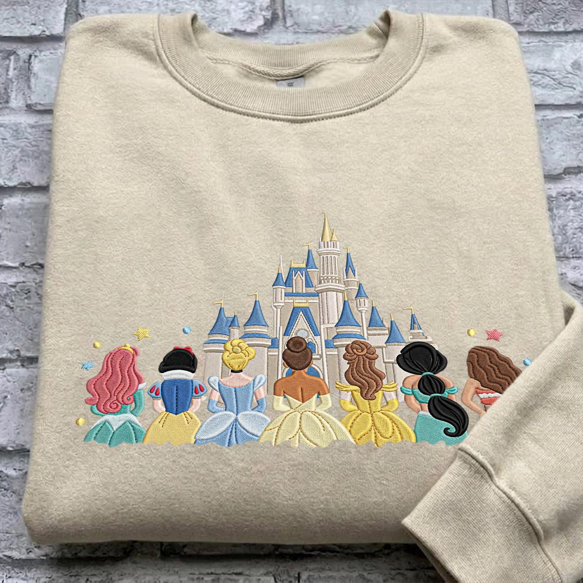 Embroidered Disney Princess Magical Castle Shirt, Sweatshirt or Quarterzip Hoodie in Minimalist Y2K Clothing Style - photo 6