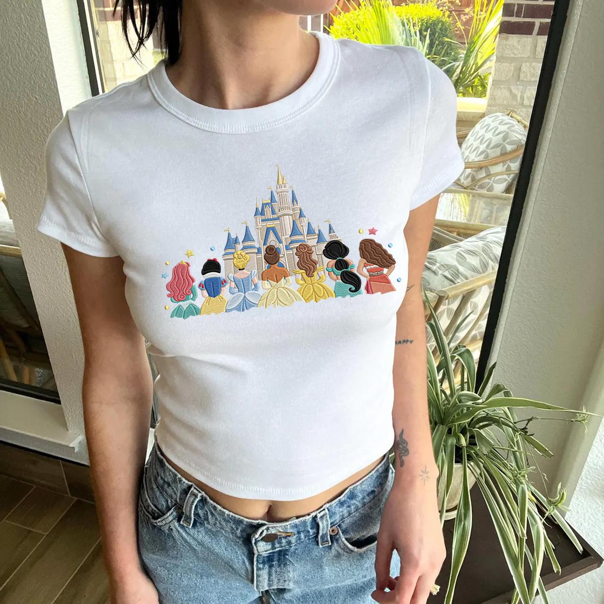 Embroidered Disney Princess Magical Castle Shirt, Sweatshirt or Quarterzip Hoodie in Minimalist Y2K Clothing Style - photo 8