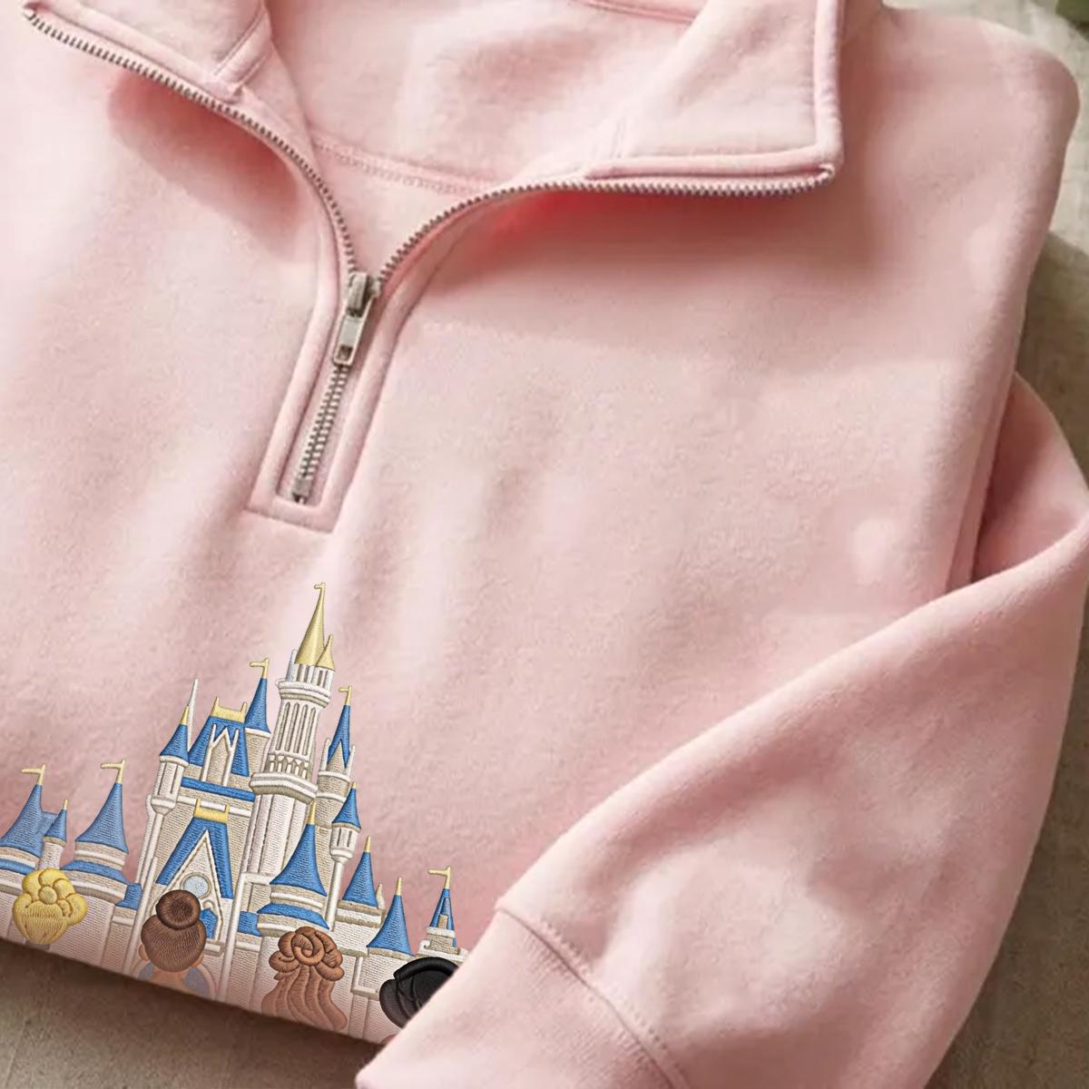 Embroidered Disney Princess Magical Castle Shirt, Sweatshirt or Quarterzip Hoodie in Minimalist Y2K Clothing Style - photo 10