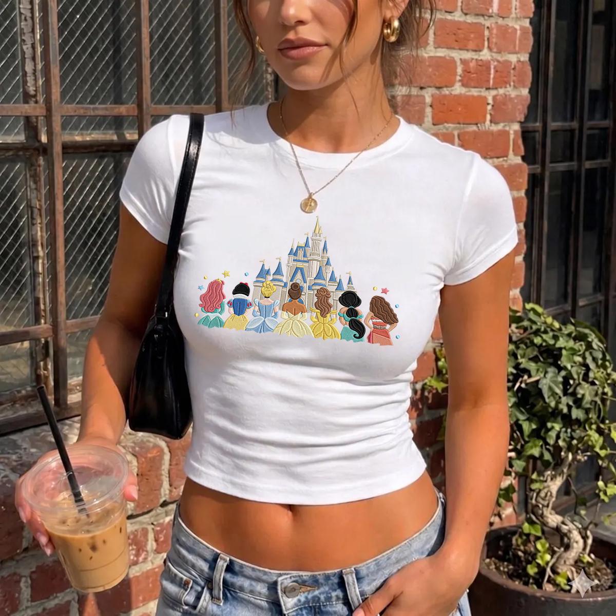Embroidered Disney Princess Magical Castle Shirt, Sweatshirt or Quarterzip Hoodie in Minimalist Y2K Clothing Style - photo 13