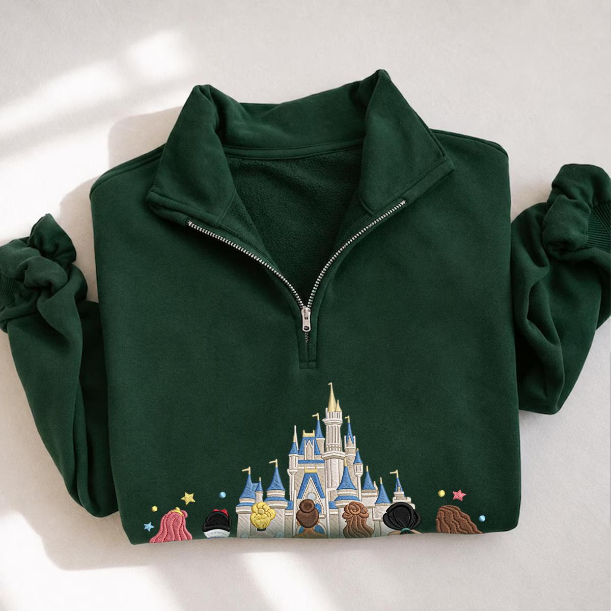 Embroidered Disney Princess Magical Castle Shirt, Sweatshirt or Quarterzip Hoodie in Minimalist Y2K Clothing Style - photo 14