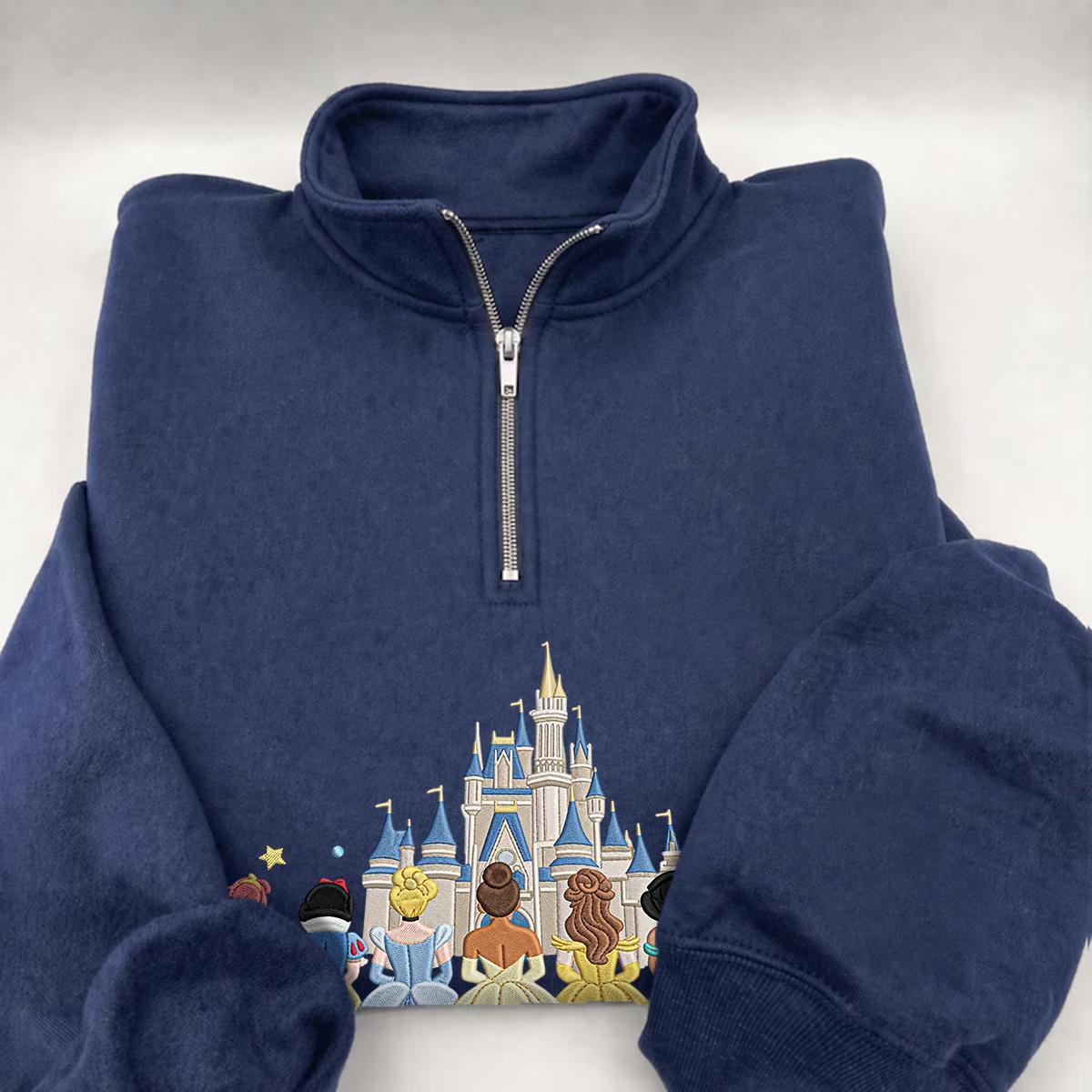 Embroidered Disney Princess Magical Castle Shirt, Sweatshirt or Quarterzip Hoodie in Minimalist Y2K Clothing Style - photo 15
