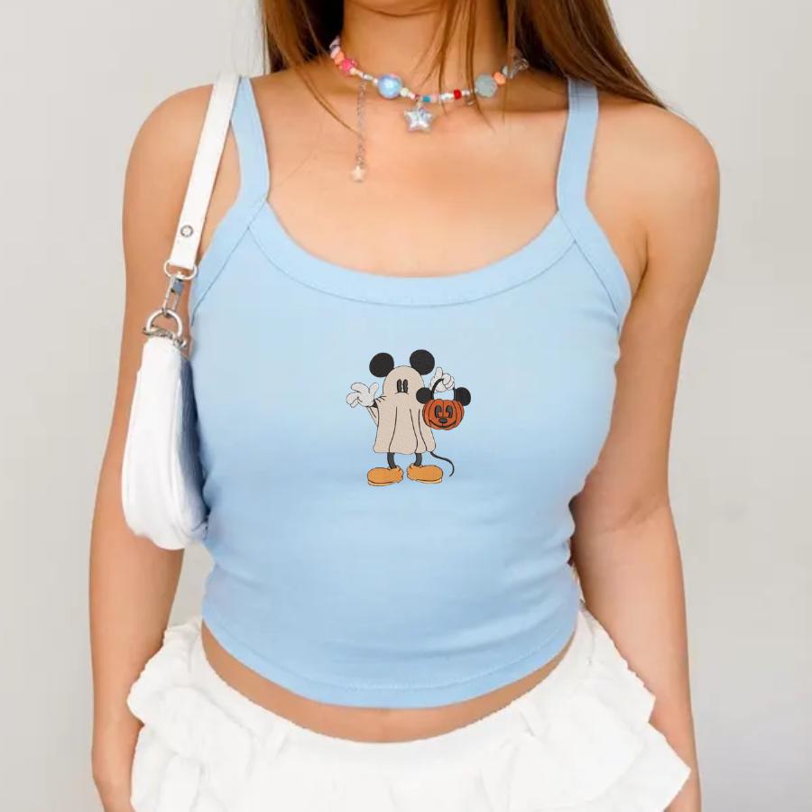 Embroidered Disney Mickey and Minnie Ghost Halloween Tank Top Baby Tee for Spooky Season WDW Disney Halloween Outfit - photo 5