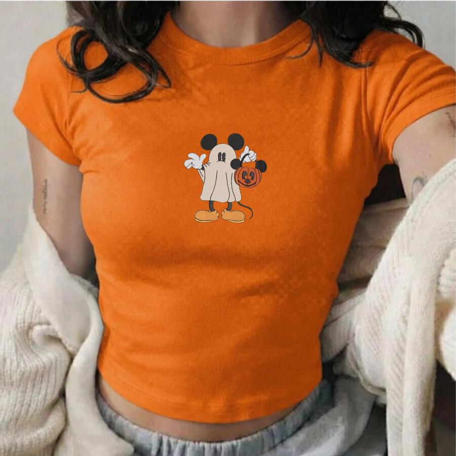 Embroidered Disney Mickey and Minnie Ghost Halloween Tank Top Baby Tee for Spooky Season WDW Disney Halloween Outfit - photo 6