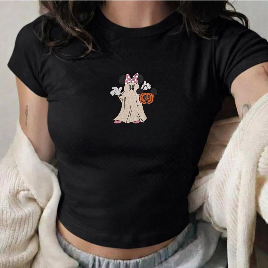 Embroidered Disney Mickey and Minnie Ghost Halloween Tank Top Baby Tee for Spooky Season WDW Disney Halloween Outfit - photo 7