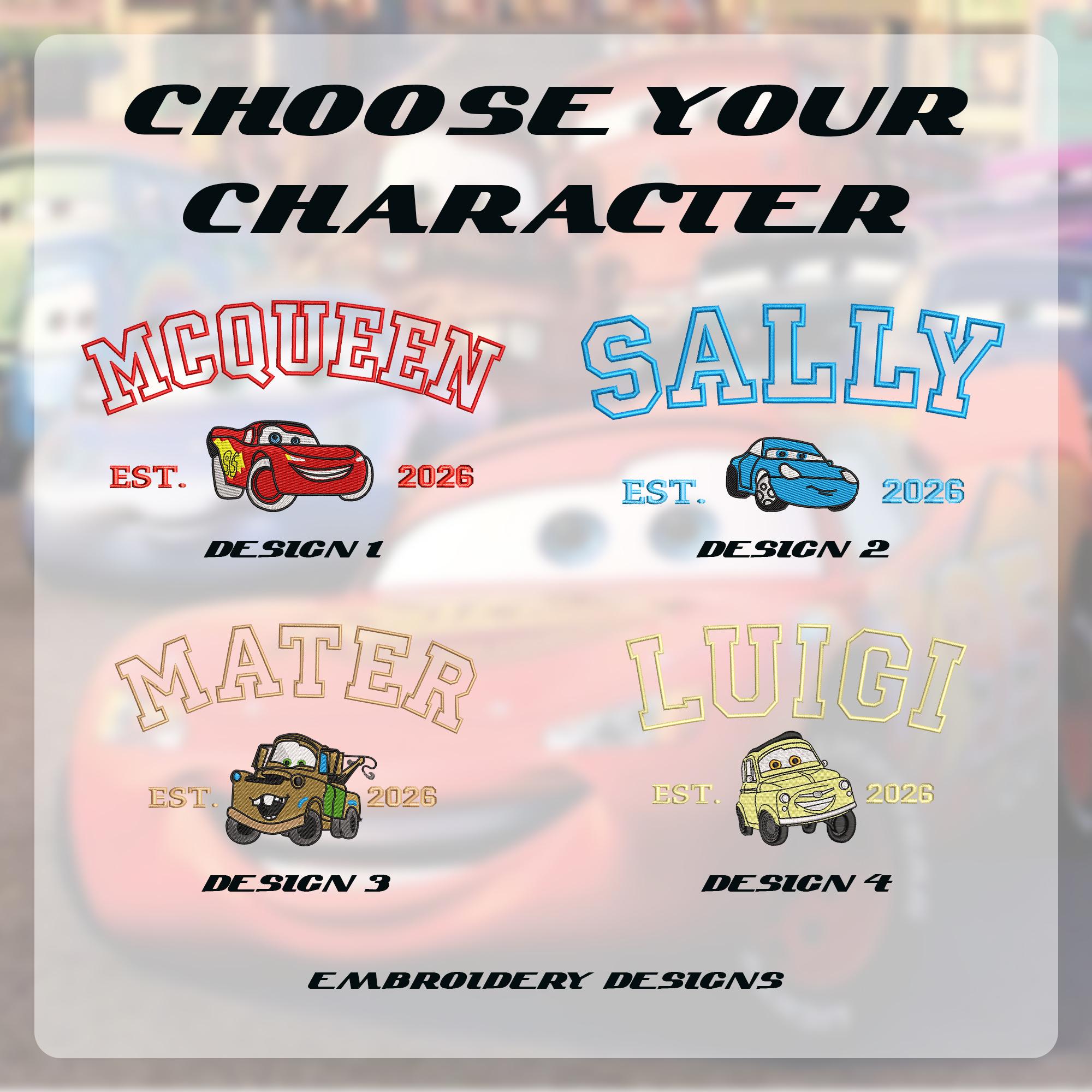 Disney Cars Embroidered Baby Tee With McQueen and Friends Cartoon Movie Character Top for Family Trip Shirt and Friends Gift - photo 2