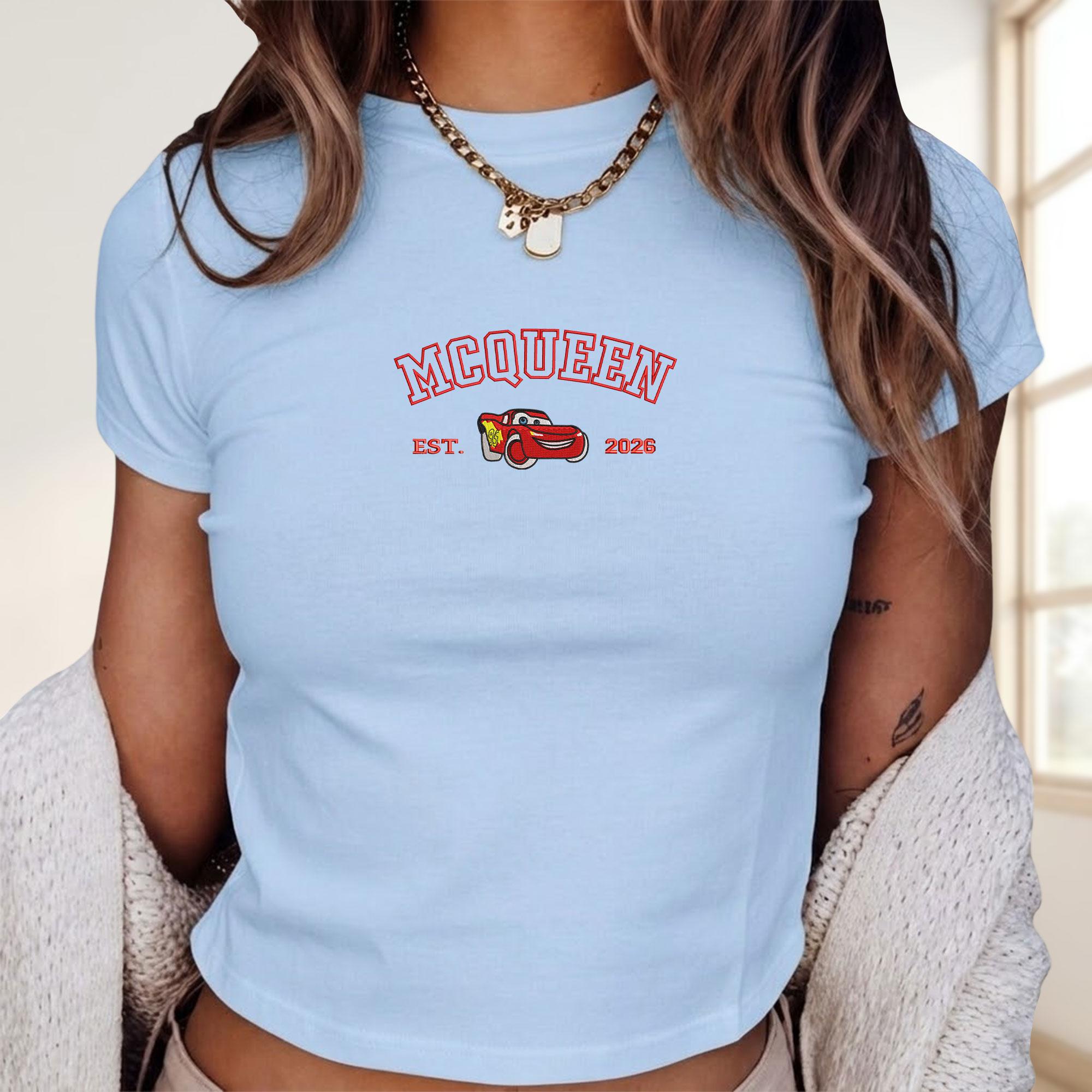 Disney Cars Embroidered Baby Tee With McQueen and Friends Cartoon Movie Character Top for Family Trip Shirt and Friends Gift - photo 5