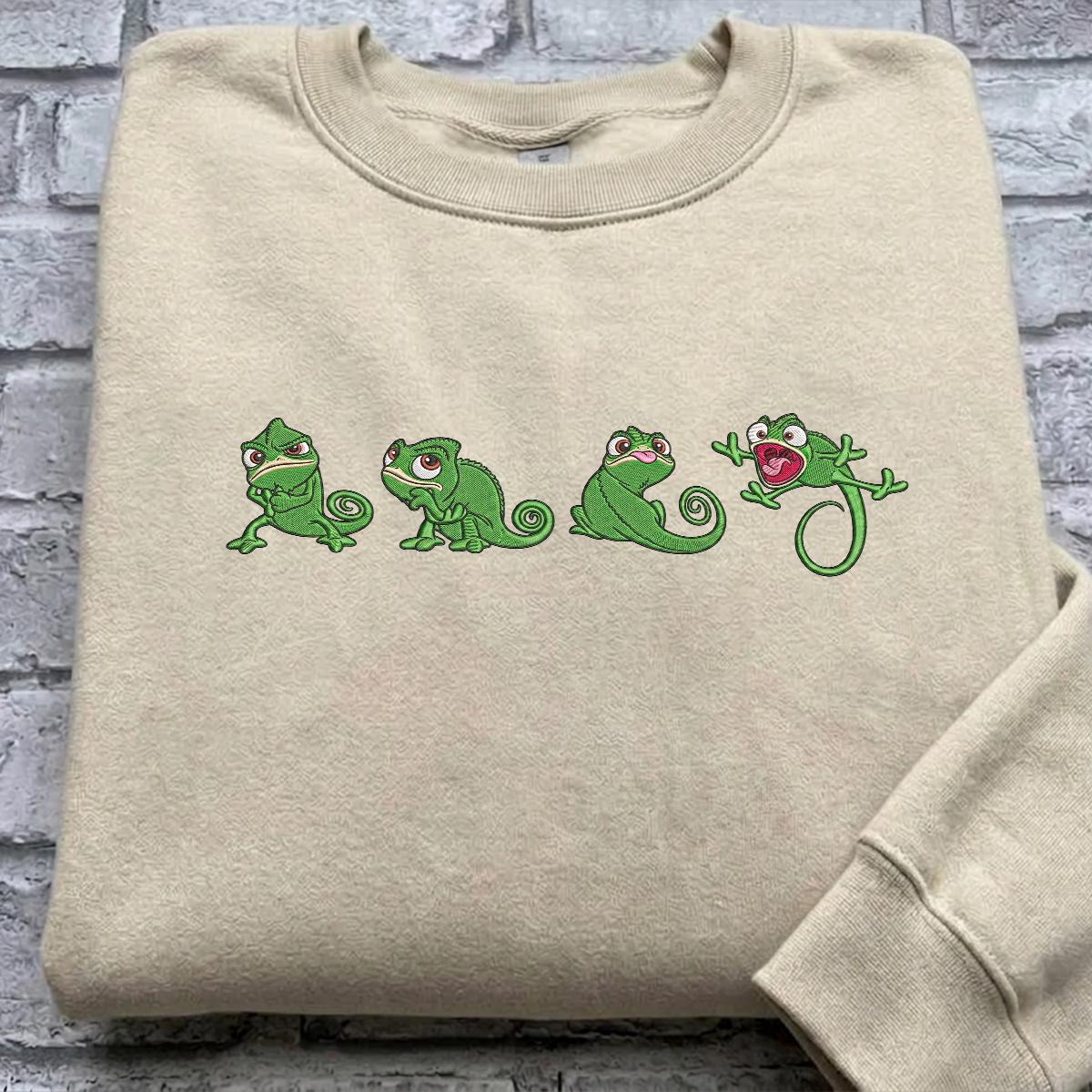 Embroidered Tangled Pascal Shirt, Sweatshirt or Quarterzip Hoodie with Princess Rapunzel Disney Chameleon Y2K Style