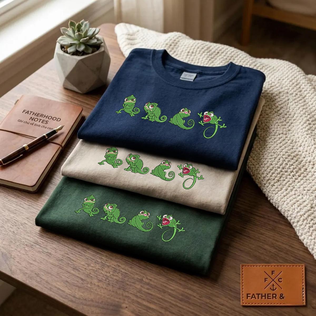 Embroidered Tangled Pascal Shirt, Sweatshirt or Quarterzip Hoodie with Princess Rapunzel Disney Chameleon Y2K Style - photo 5