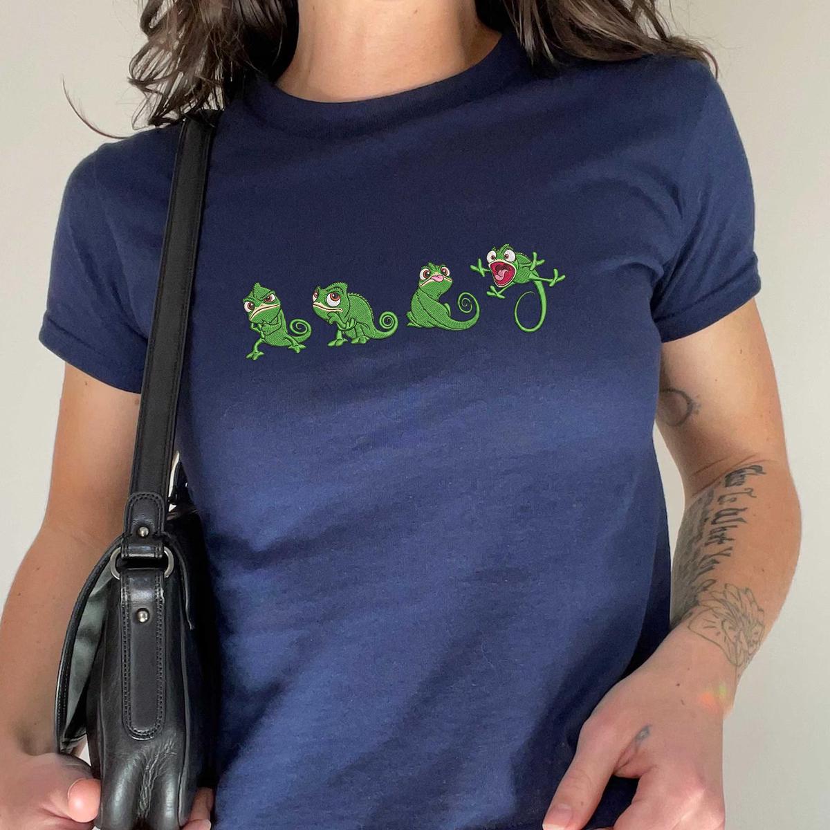 Embroidered Tangled Pascal Shirt, Sweatshirt or Quarterzip Hoodie with Princess Rapunzel Disney Chameleon Y2K Style - photo 12