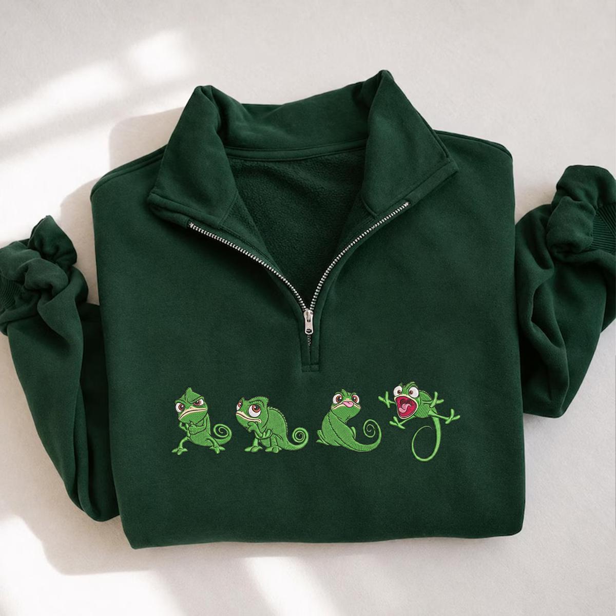 Embroidered Tangled Pascal Shirt, Sweatshirt or Quarterzip Hoodie with Princess Rapunzel Disney Chameleon Y2K Style - photo 13