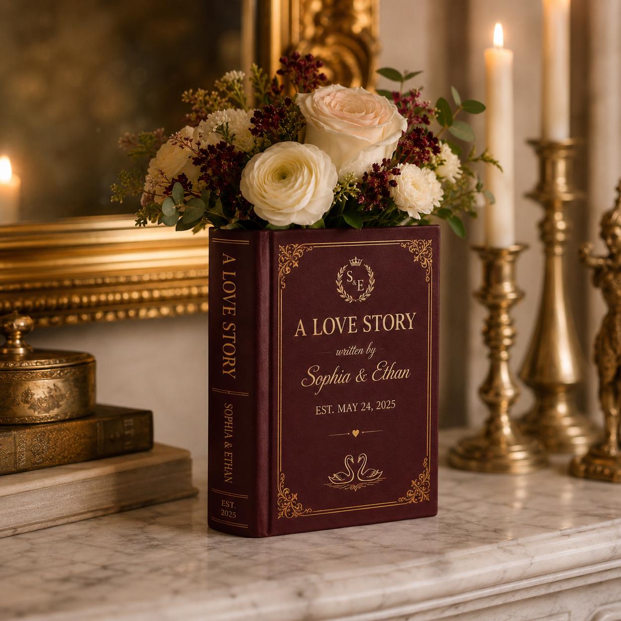 Custom Ceramic Book Vase – Romantic Book Flower Vase and Personalized Anniversary Gift for Couple Wedding Decor Elegant Shelf Accent - photo 7