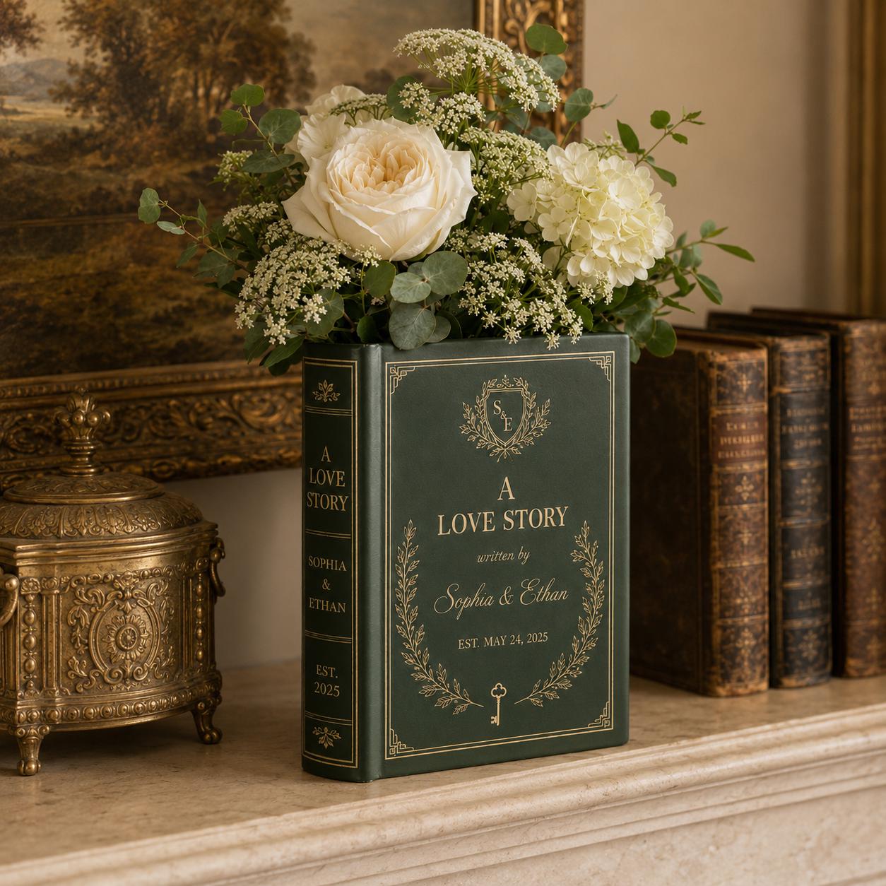 Personalized Ceramic Love Story Book Flower Vase – Elegant Shelf Decor And Romantic Wedding Anniversary Gift For Couple - photo 3