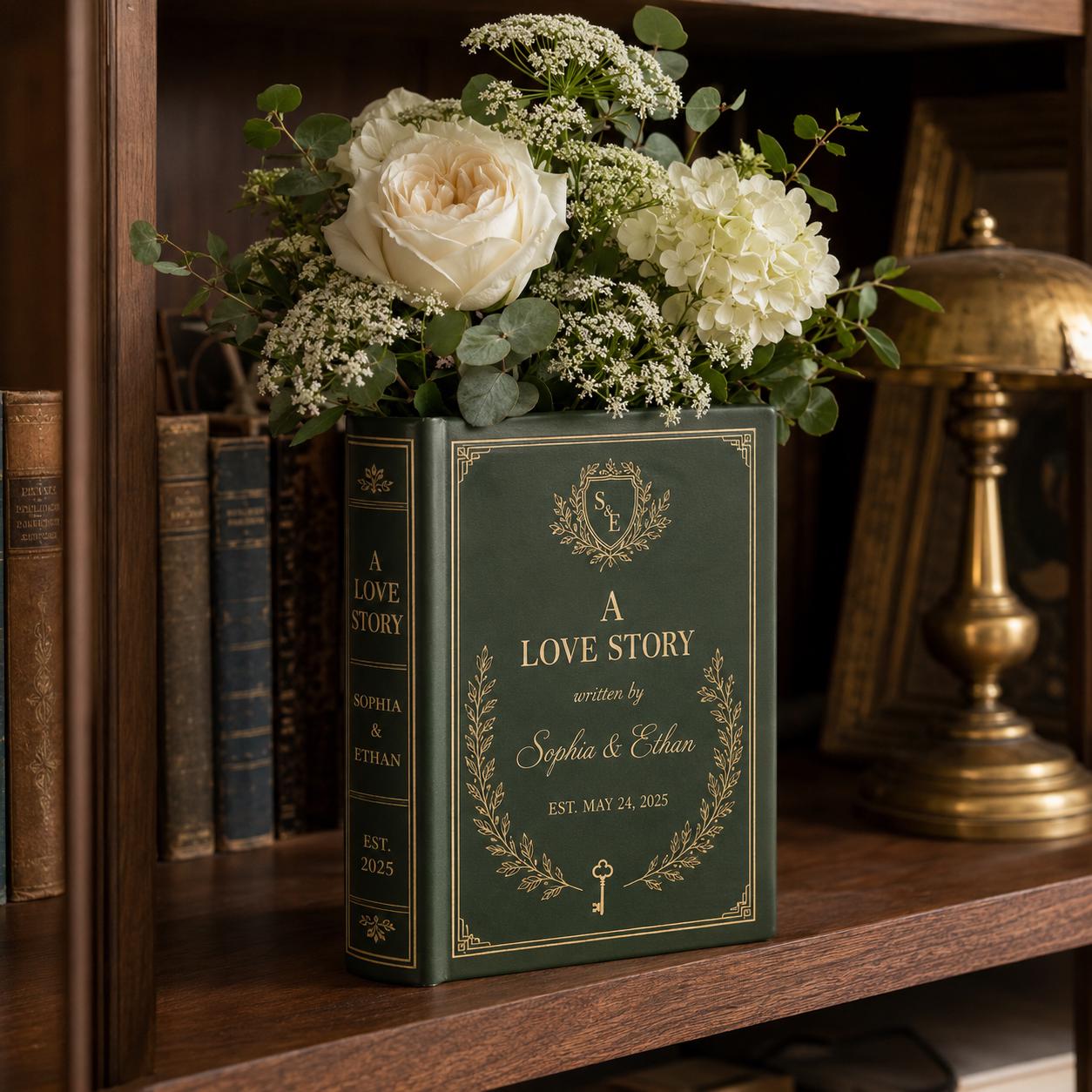 Personalized Ceramic Love Story Book Flower Vase – Elegant Shelf Decor And Romantic Wedding Anniversary Gift For Couple - photo 7