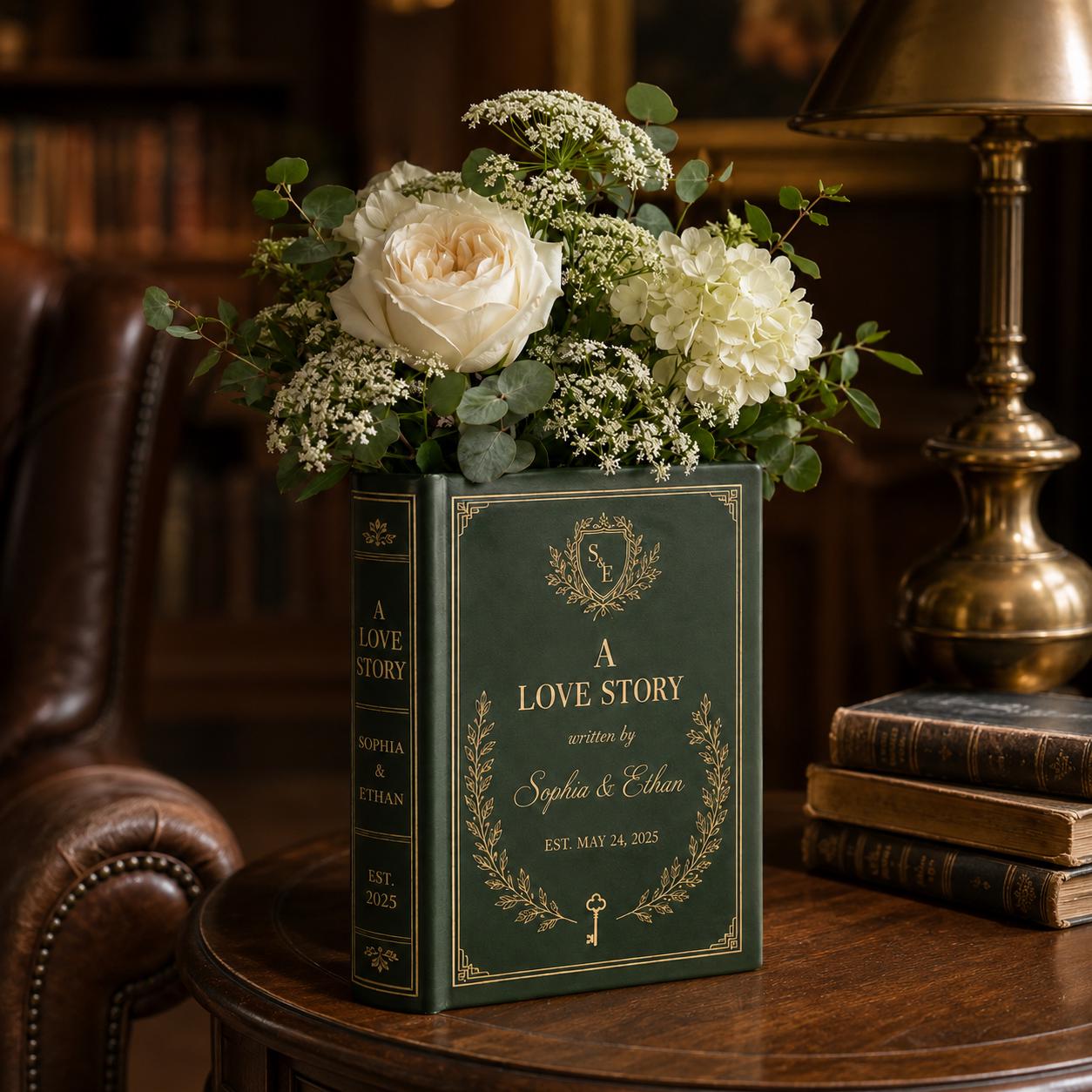 Personalized Ceramic Love Story Book Flower Vase – Elegant Shelf Decor And Romantic Wedding Anniversary Gift For Couple - photo 8