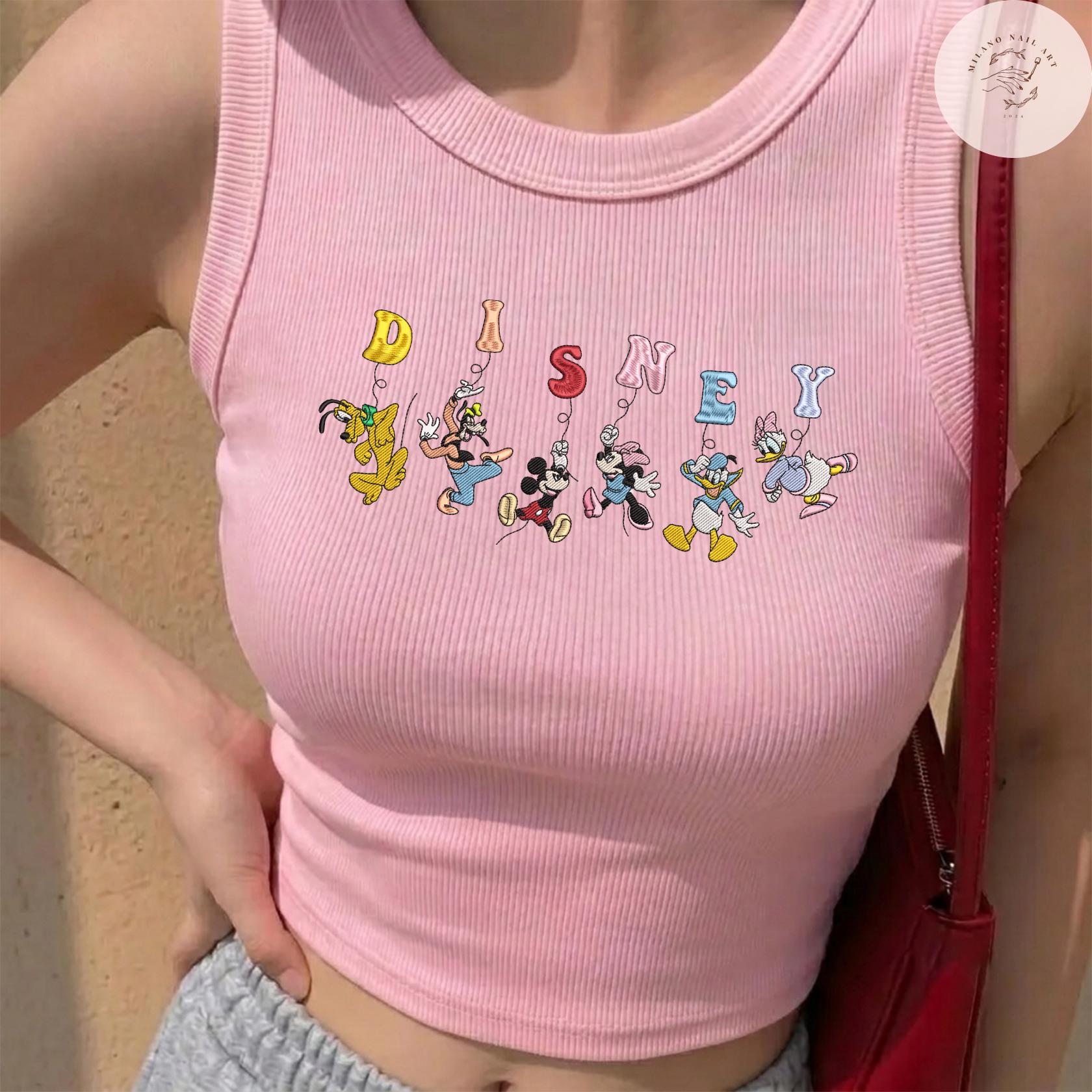 Embroidered Disney Mickey and Friends Balloon Lace Trim Tank Top Baby Tee With Minnie and Daisy for WDW Disneyland Vacation - photo 2