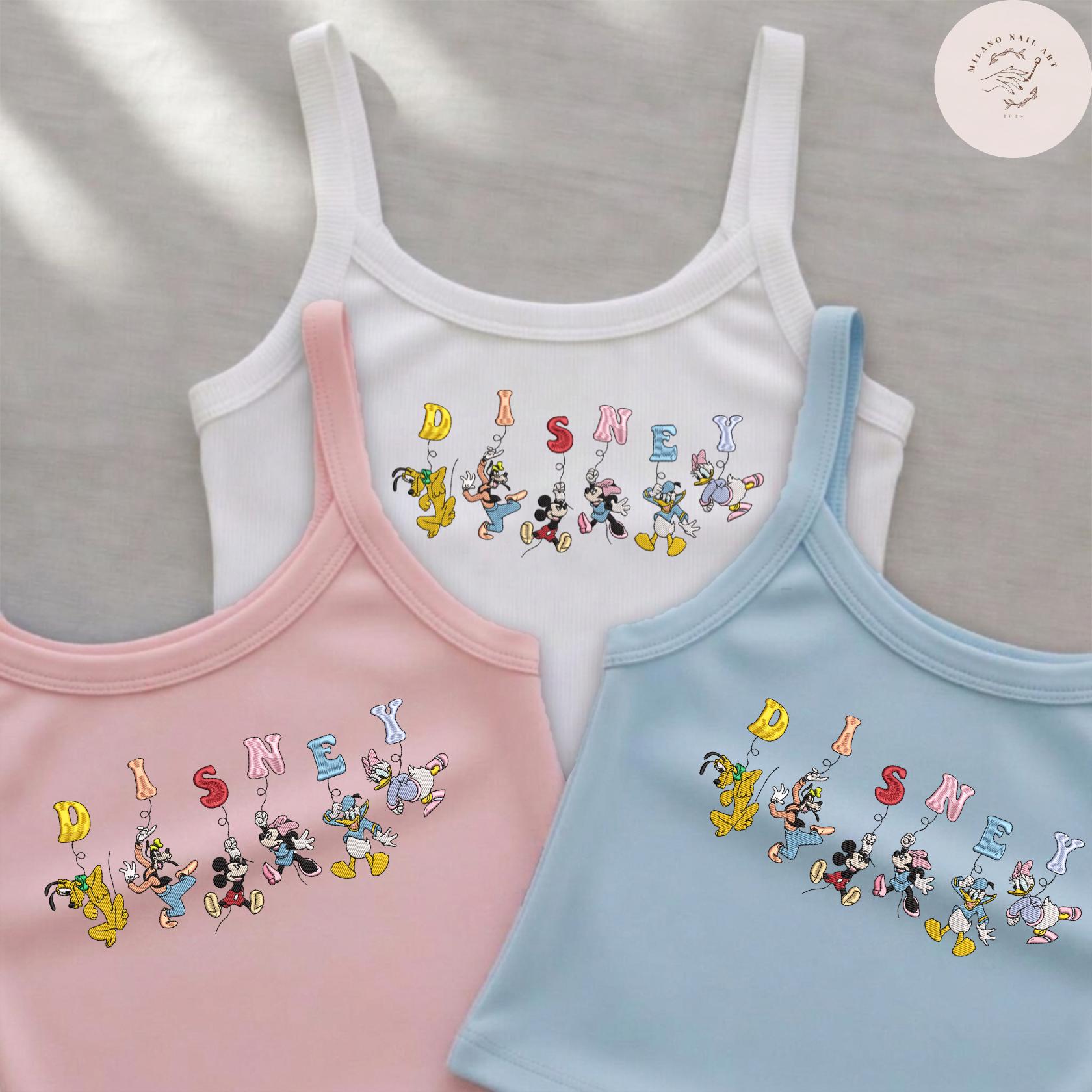 Embroidered Disney Mickey and Friends Balloon Lace Trim Tank Top Baby Tee With Minnie and Daisy for WDW Disneyland Vacation - photo 5