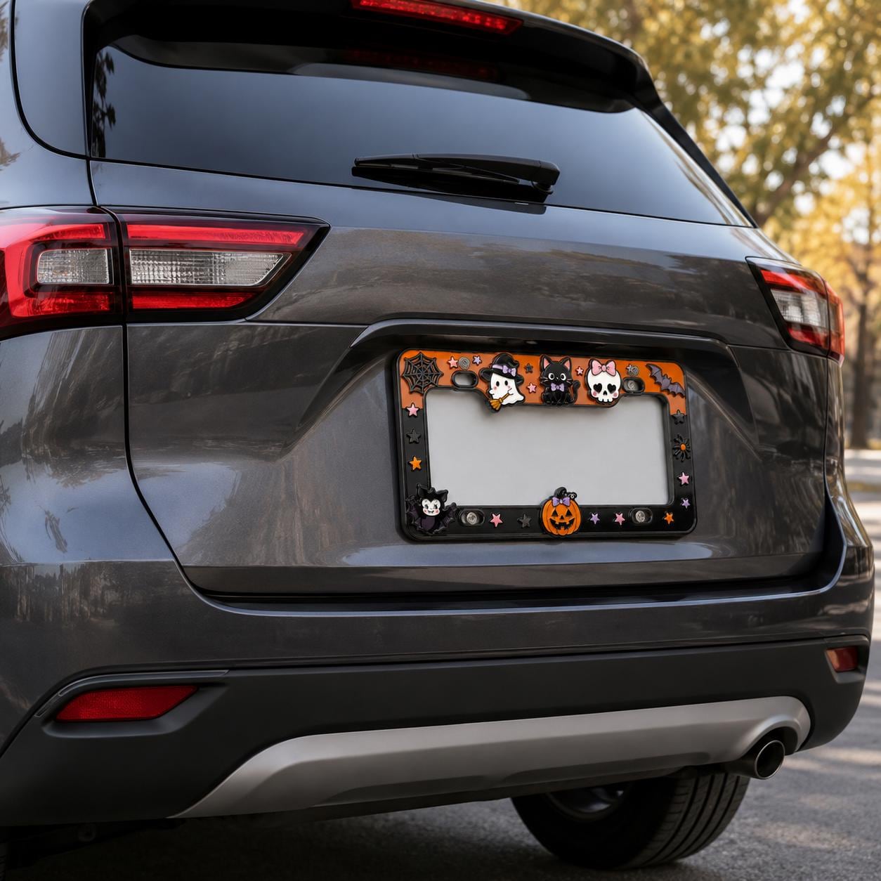 Cute Spooky Halloween License Plate Frame – Pink Skull Pumpkin, Ghost and Black Cat Car Tag Auto Decor Accessory Gift - photo 7