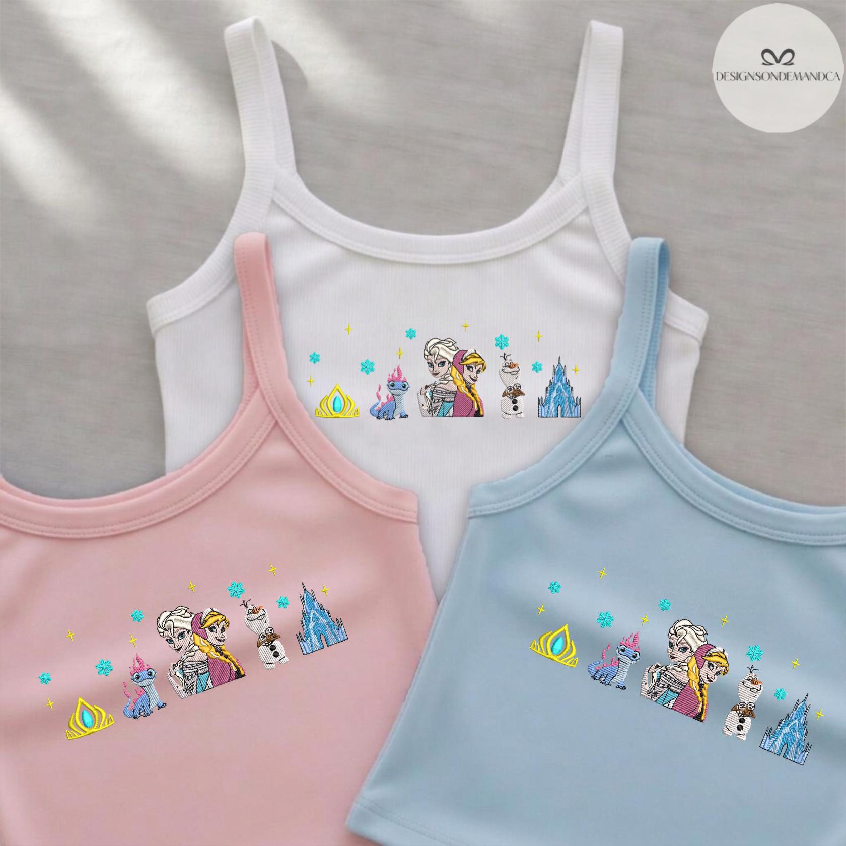 Embroidered Disney Frozen Princess Elsa Anna and Olaf Shirt With Lace Trim Tank Top Baby Tee for WDW Disneyland Trip - photo 8