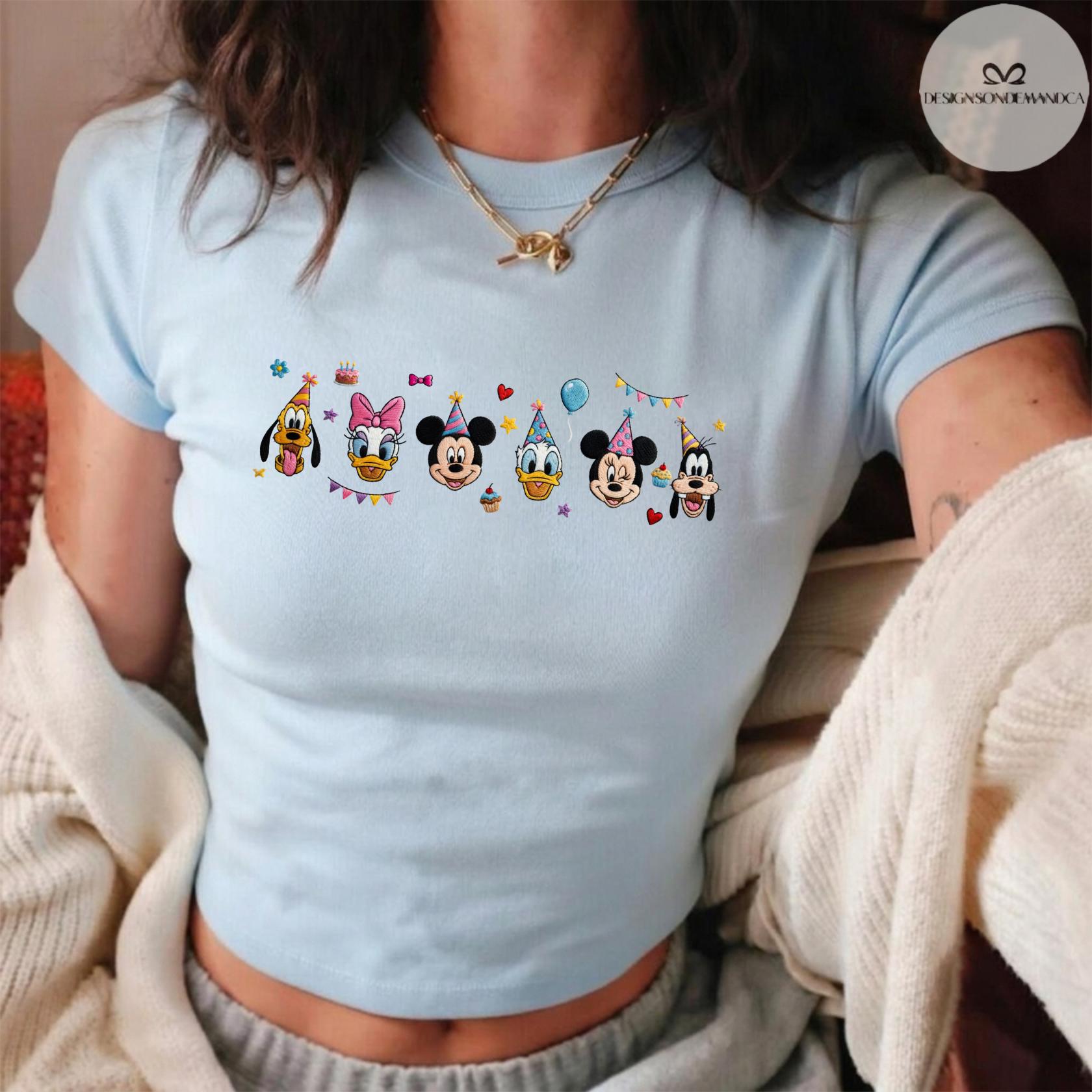 Embroidered Mickey and Friends Birthday Shirt With Coquette Lace Trim Tank Top Baby Tee for Disney WDW Disneyland Trip Gift - photo 4