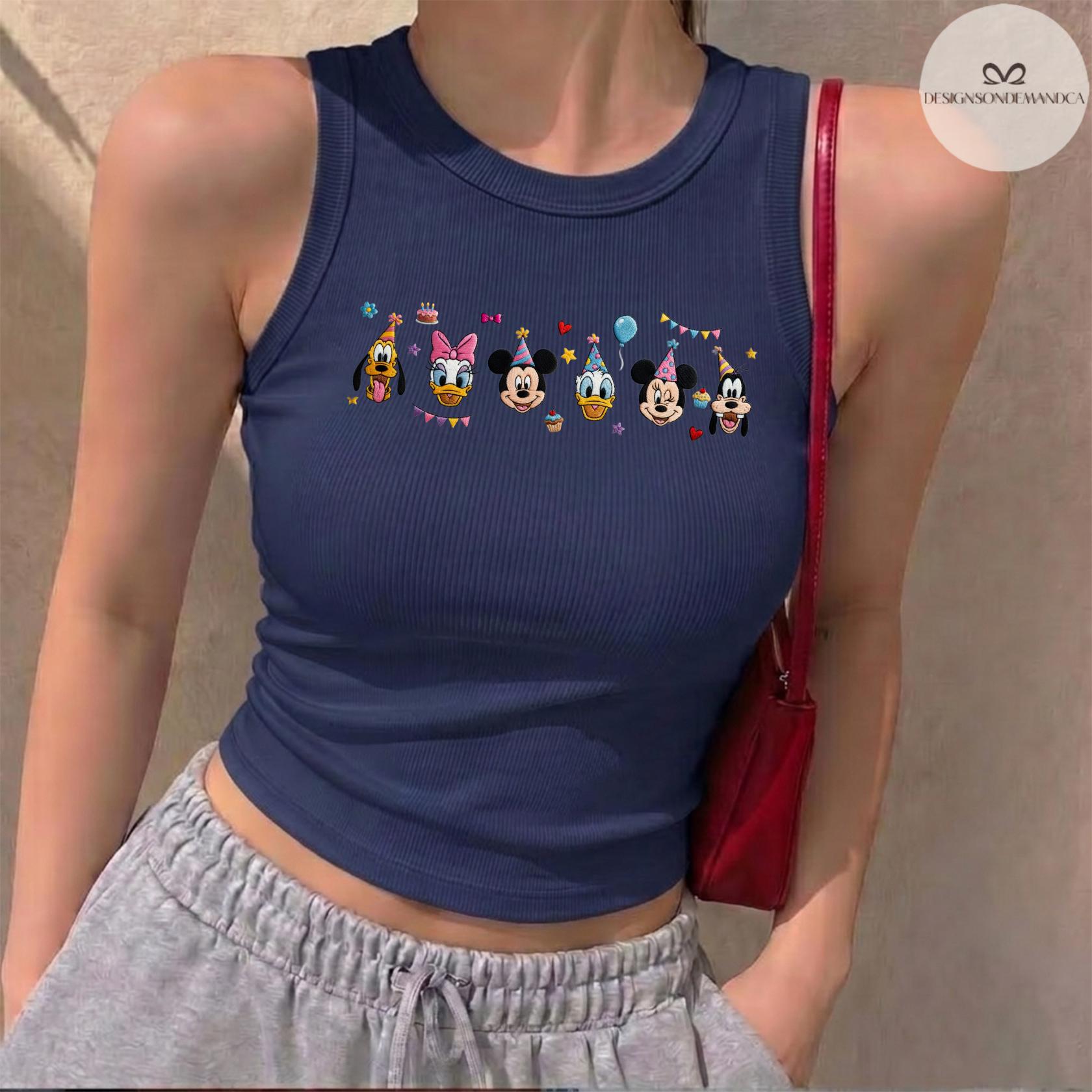Embroidered Mickey and Friends Birthday Shirt With Coquette Lace Trim Tank Top Baby Tee for Disney WDW Disneyland Trip Gift - photo 5