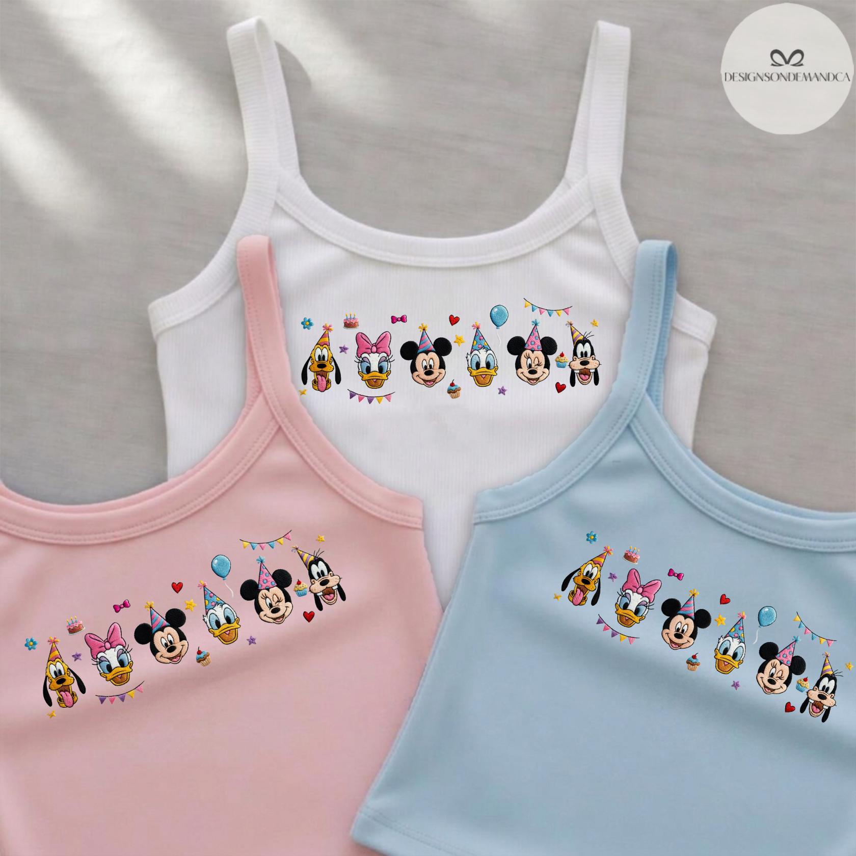 Embroidered Mickey and Friends Birthday Shirt With Coquette Lace Trim Tank Top Baby Tee for Disney WDW Disneyland Trip Gift - photo 6