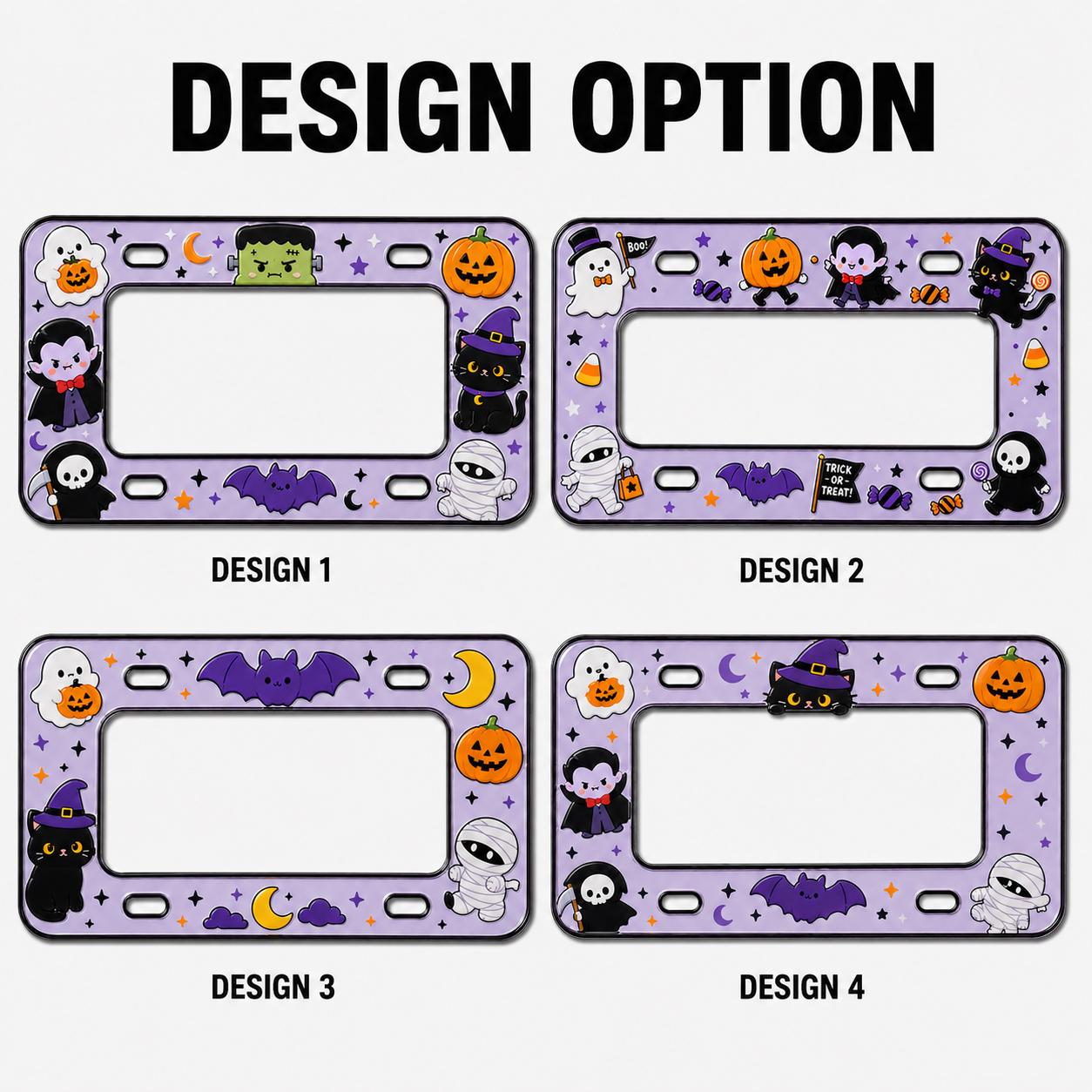 Cute Spooky Halloween License Plate Frame – Vampire, Black Cat and Pumpkin Bat Mummy Car Tag Auto Decor Accessory Gift - photo 4