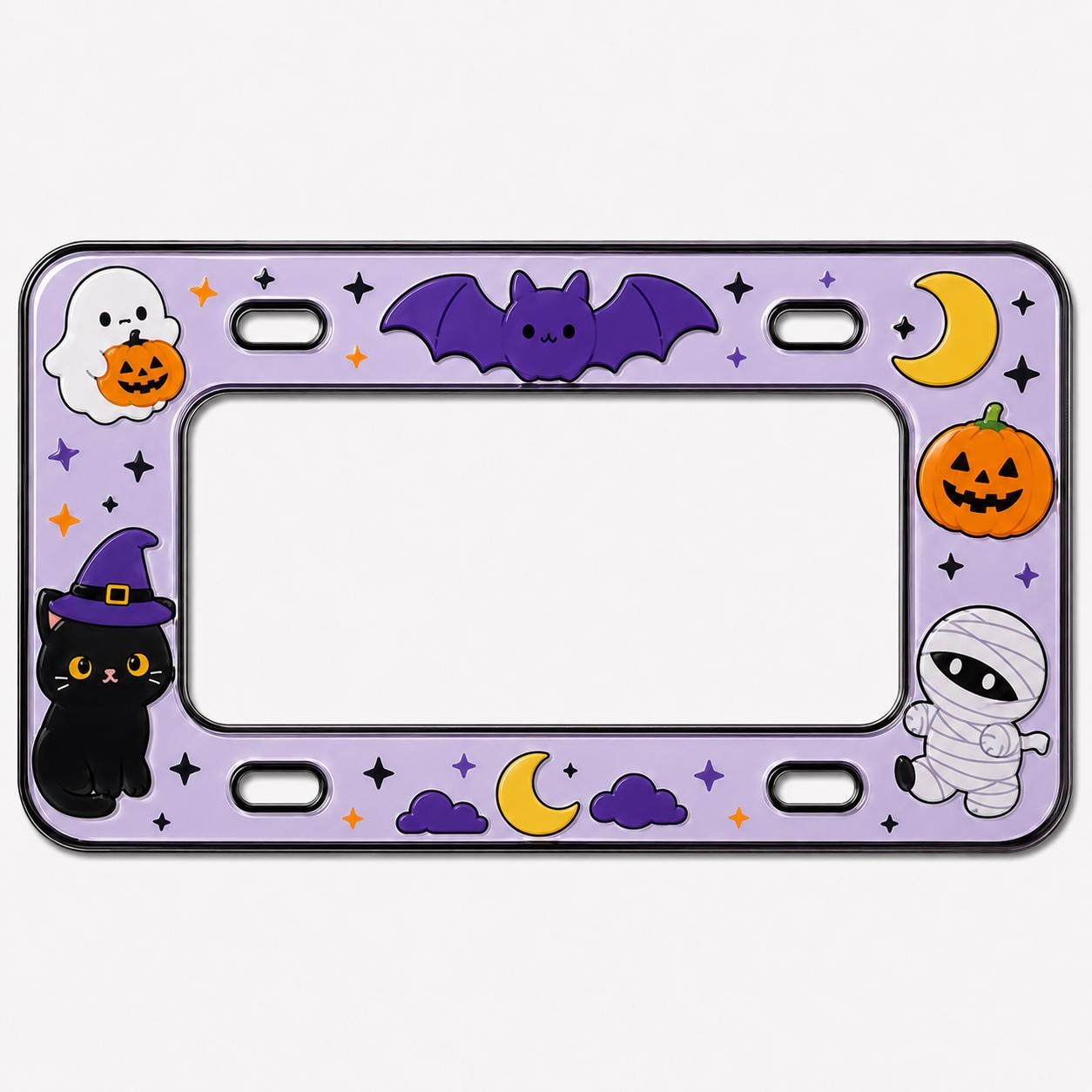 Cute Spooky Halloween License Plate Frame – Vampire, Black Cat and Pumpkin Bat Mummy Car Tag Auto Decor Accessory Gift - photo 7