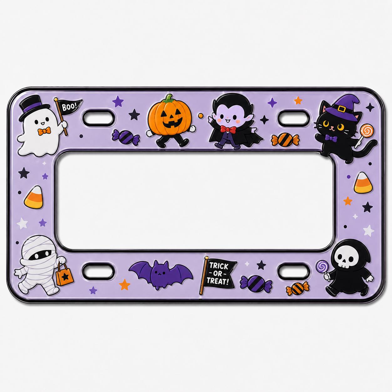 Cute Spooky Halloween License Plate Frame – Vampire, Black Cat and Pumpkin Bat Mummy Car Tag Auto Decor Accessory Gift - photo 8