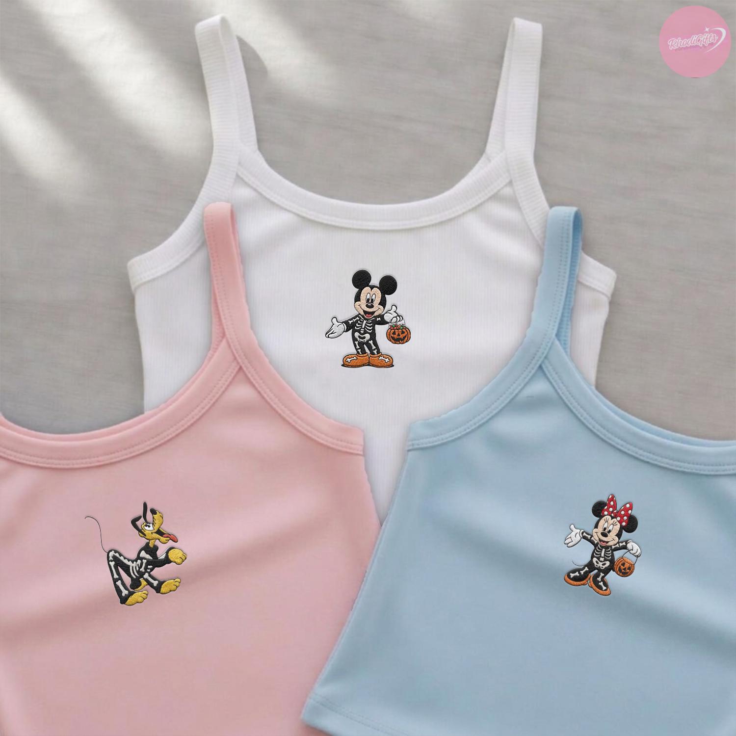 Embroidered All Disney Characters Halloween Baby Tee Crop Lace Trim Tank Top for WDW Disneyland Girls Trip Spooky Season - photo 3