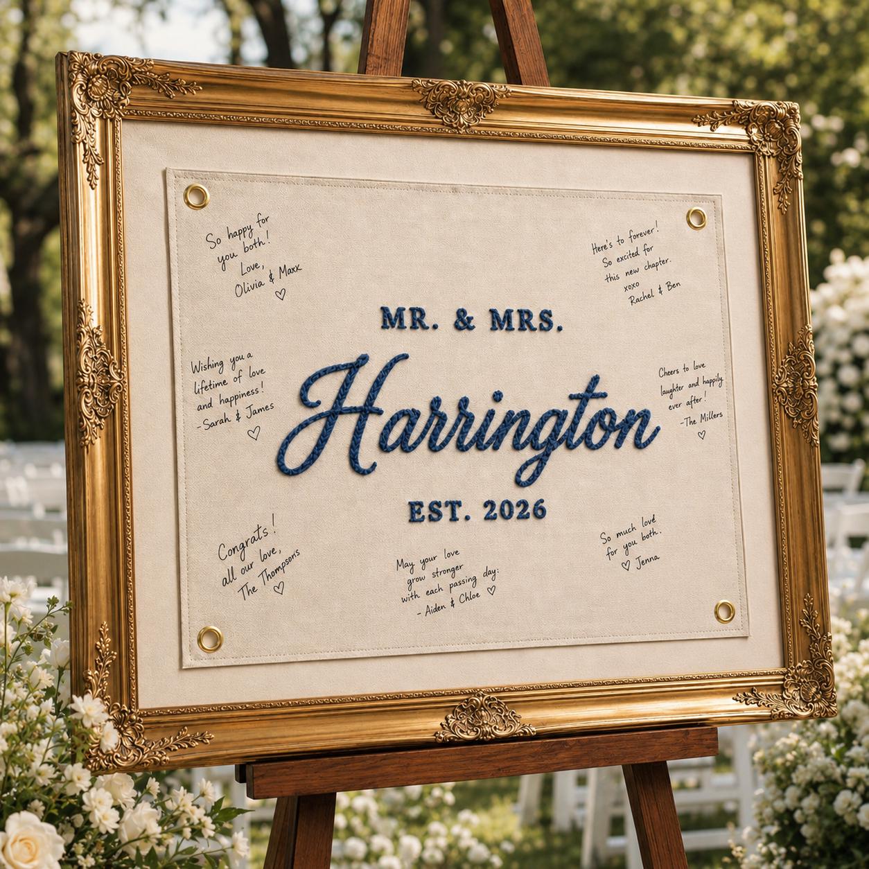 Custom Embroidered Wedding Pennant Flag – Personalized Last Name Keepsake And Guest Book Alternative For Bridal Shower Gift Decor - photo 6