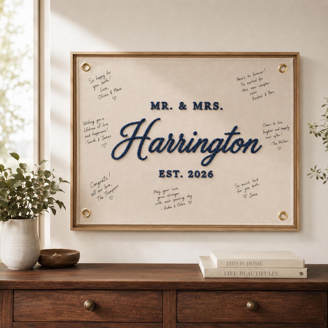 Custom Embroidered Wedding Pennant Flag – Personalized Last Name Keepsake And Guest Book Alternative For Bridal Shower Gift Decor - photo 7