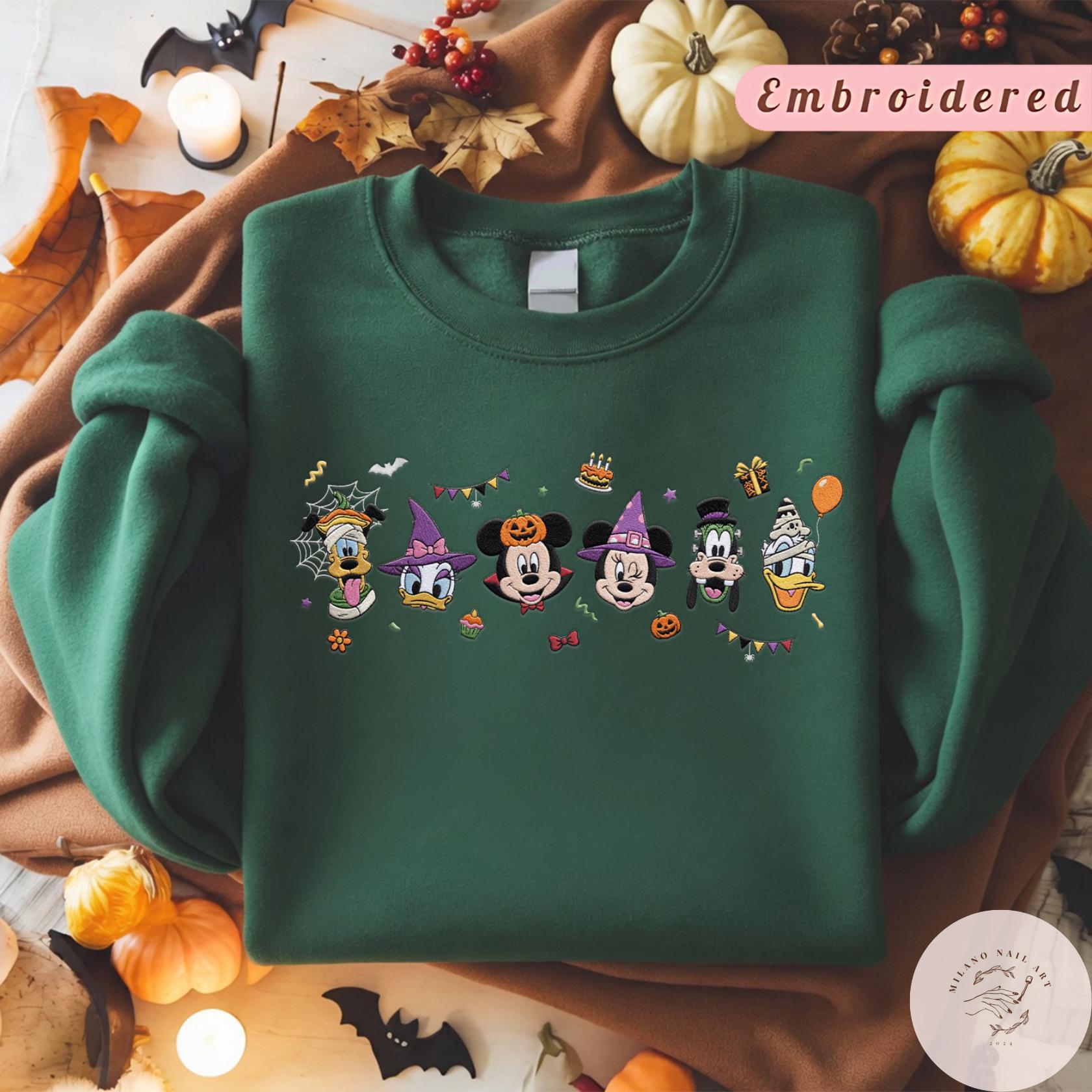 Embroidered Mickey and Friends Halloween Birthday T-Shirt Sweatshirt Hoodie With Lace Trim Tank Top Baby Tee for WDW Disneyland Trip - photo 3