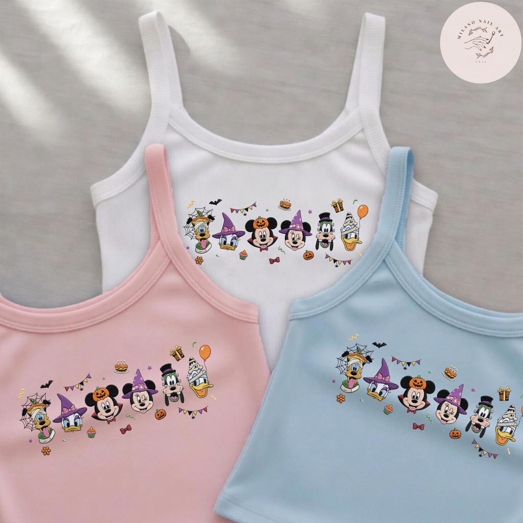 Embroidered Mickey and Friends Halloween Birthday T-Shirt Sweatshirt Hoodie With Lace Trim Tank Top Baby Tee for WDW Disneyland Trip - photo 8