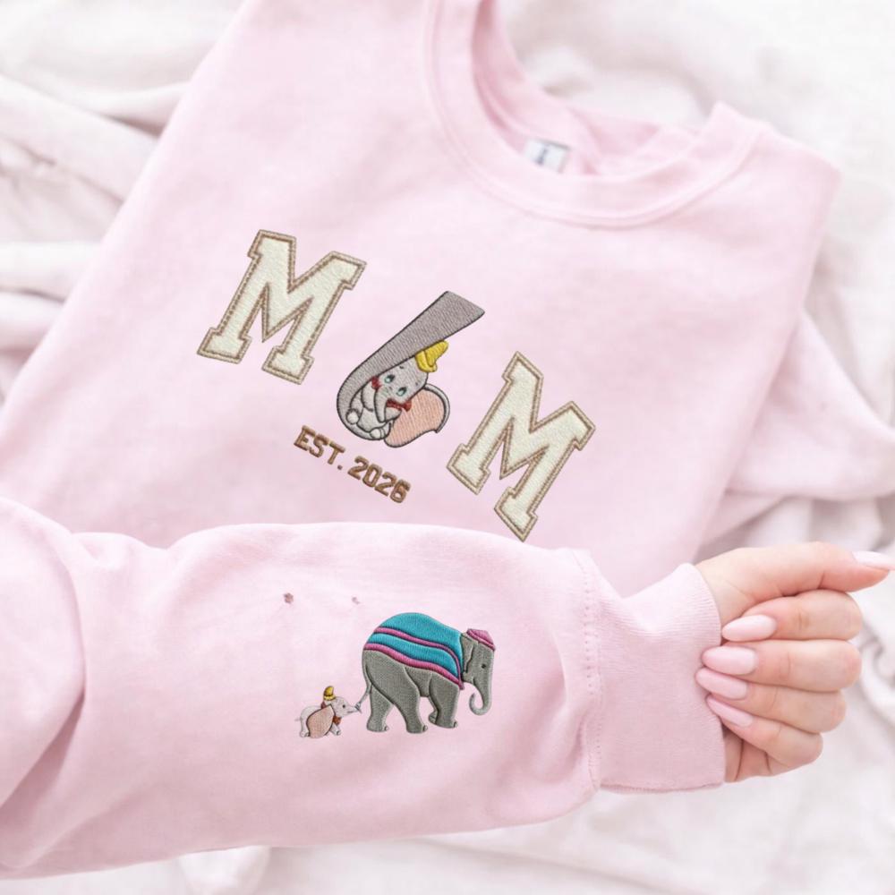 Dumbo Mom Custom Embroidered Sweatshirt With Jumbo Elephant Disney Mama Crewneck T-Shirt for New Mom Est 2026 Mothers Day Gift - photo 2