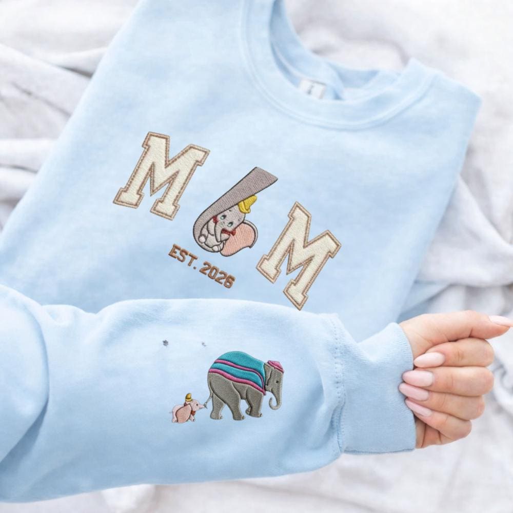 Dumbo Mom Custom Embroidered Sweatshirt With Jumbo Elephant Disney Mama Crewneck T-Shirt for New Mom Est 2026 Mothers Day Gift - photo 3
