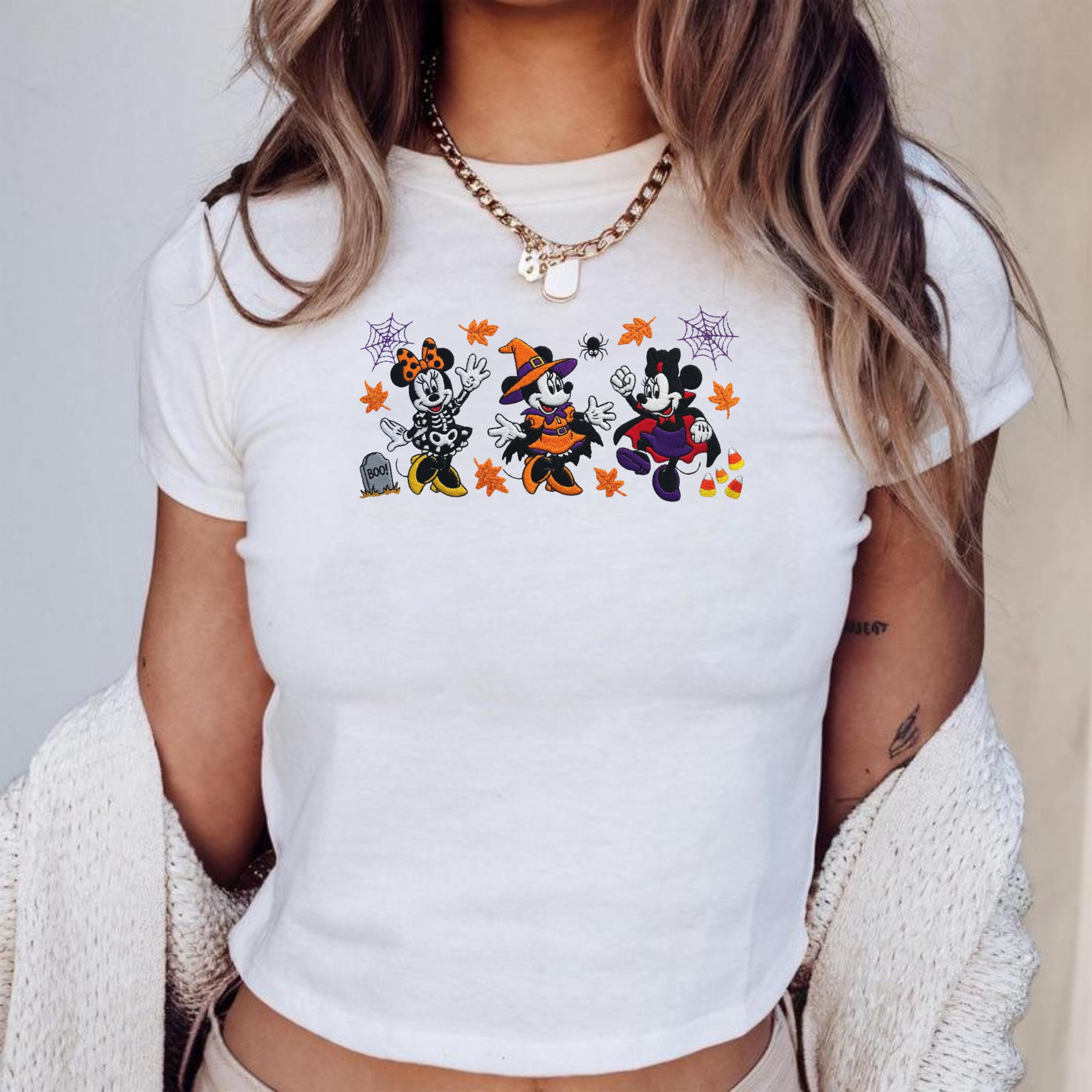 Embroidered Minnie Mouse Halloween Tank Top – Disney Spooky Season Baby Tee and Cute Friends Crop Tee Halloween Outfit - photo 2