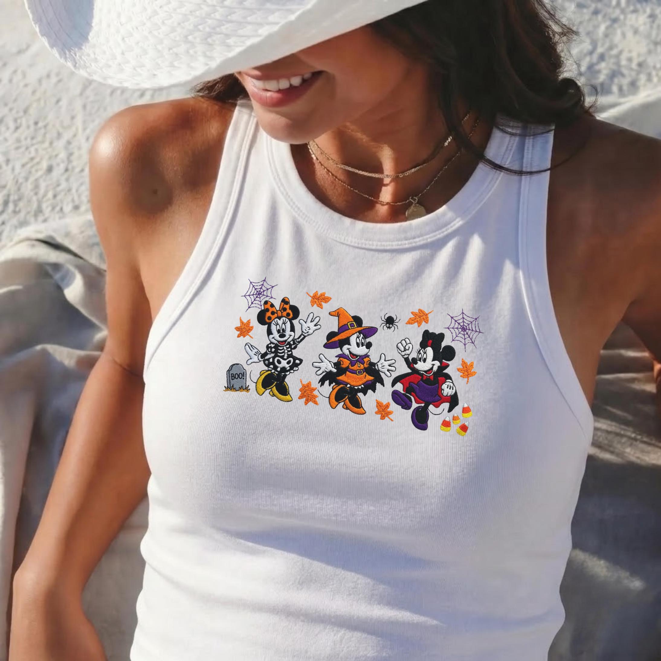 Embroidered Minnie Mouse Halloween Tank Top – Disney Spooky Season Baby Tee and Cute Friends Crop Tee Halloween Outfit - photo 3