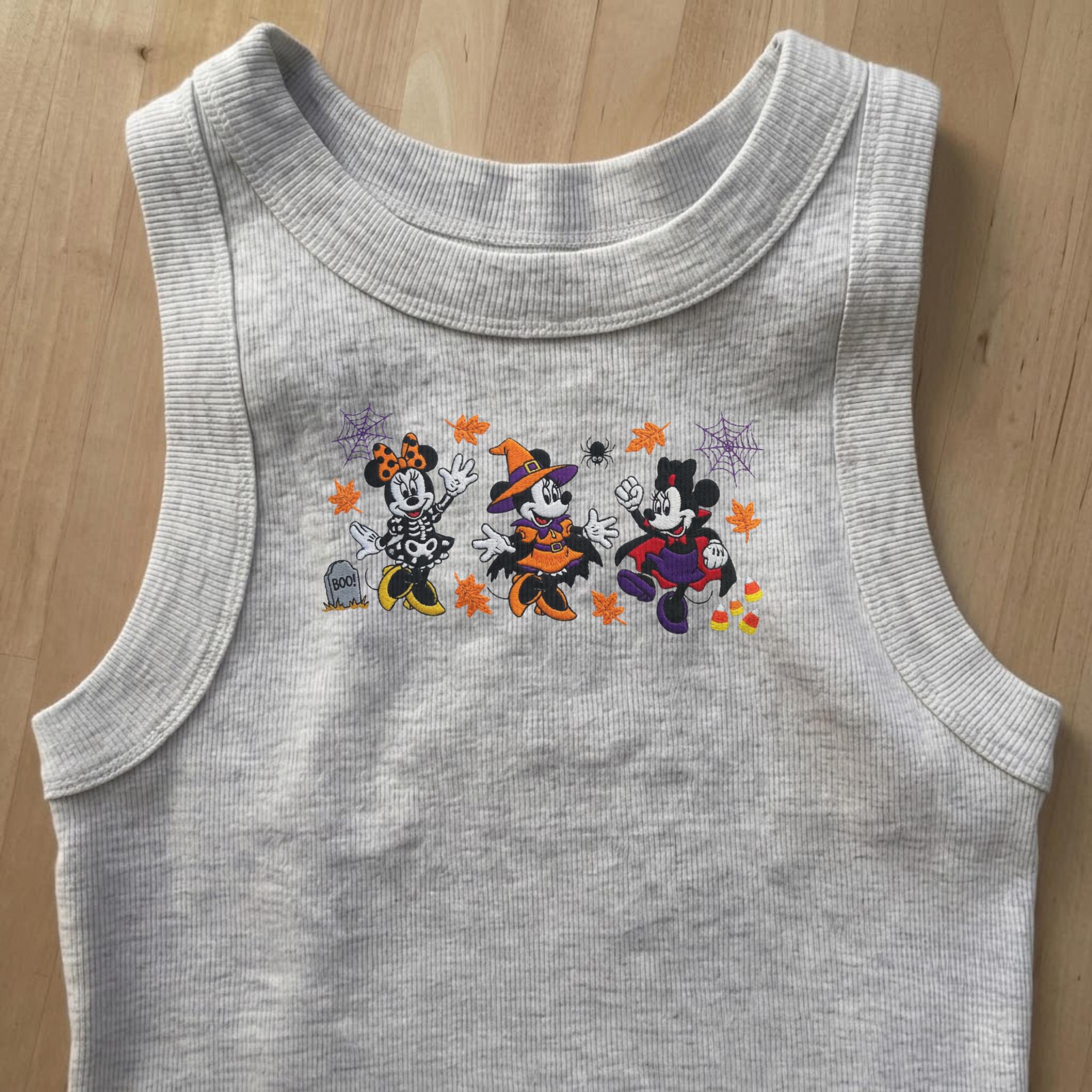 Embroidered Minnie Mouse Halloween Tank Top – Disney Spooky Season Baby Tee and Cute Friends Crop Tee Halloween Outfit - photo 5