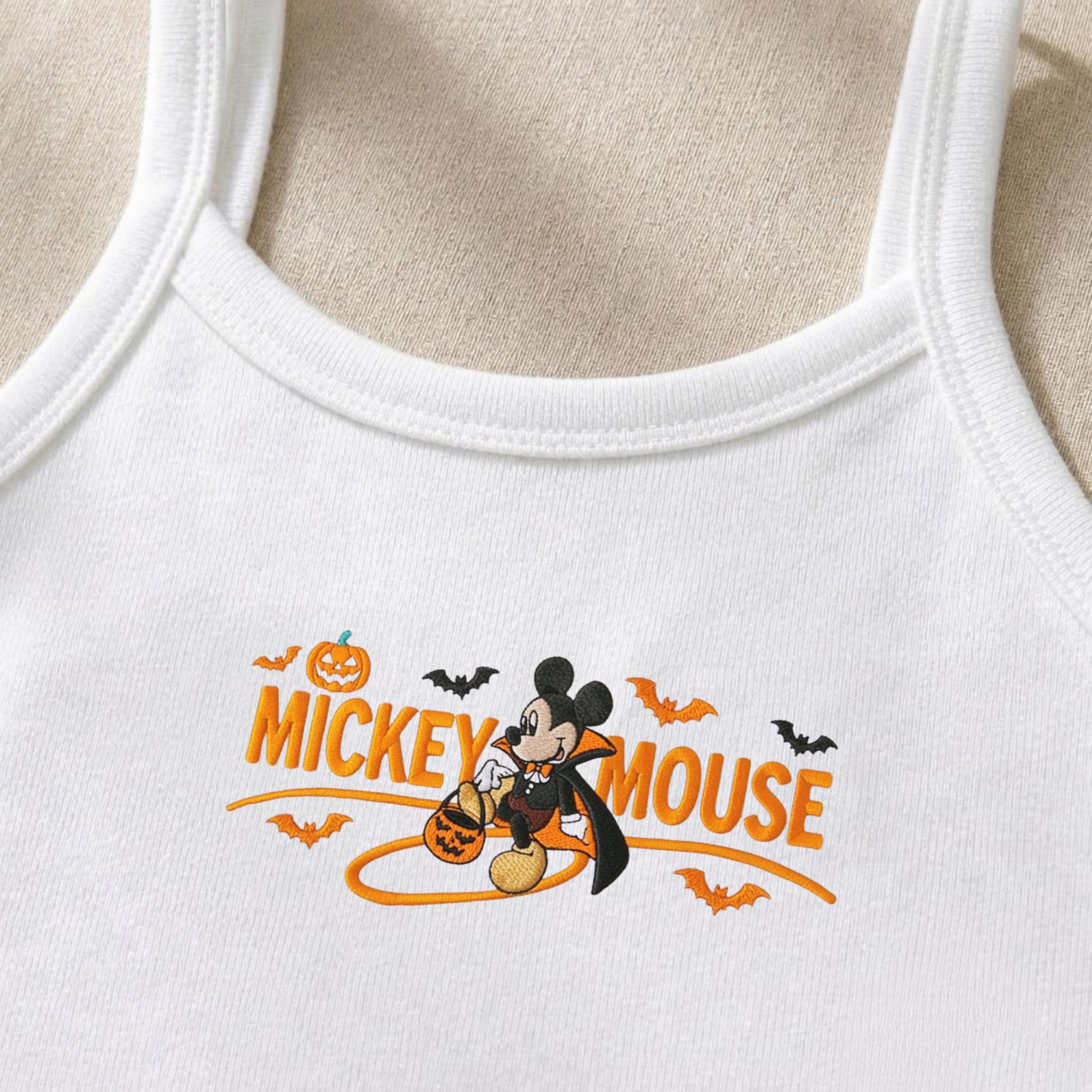 Embroidered Mickey Minnie Halloween Tank Top – Disney Couple Baby Tee and Mickey Mouse Crop Tee Minnie Mouse Disneyland Outfit - photo 3