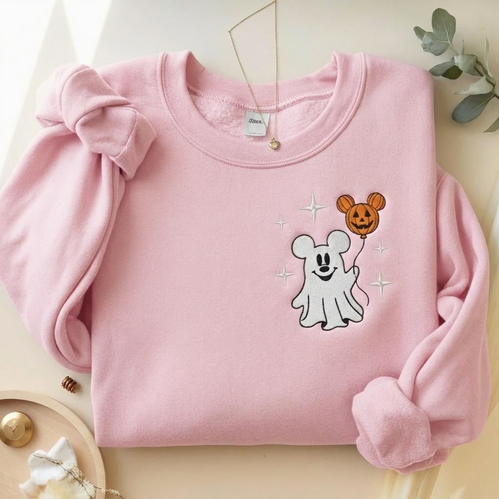 Mickey Ghost Quarter Zip Disney Halloween Sweatshirt, Embroidered Minnie Pumpkin Pullover for Spooky Season Disneyland Boo Crew Gift Outfit - photo 8