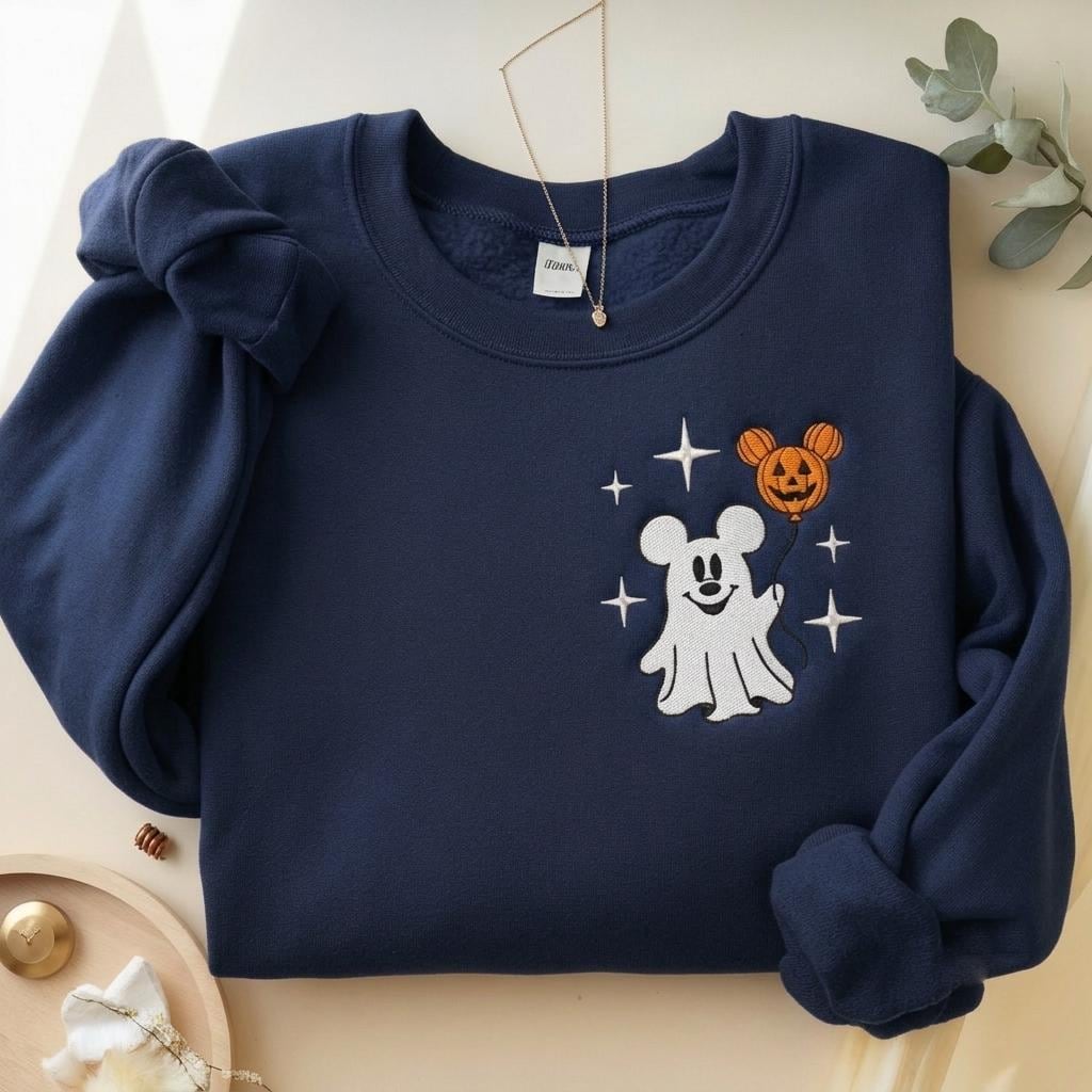 Mickey Ghost Quarter Zip Disney Halloween Sweatshirt, Embroidered Minnie Pumpkin Pullover for Spooky Season Disneyland Boo Crew Gift Outfit - photo 9
