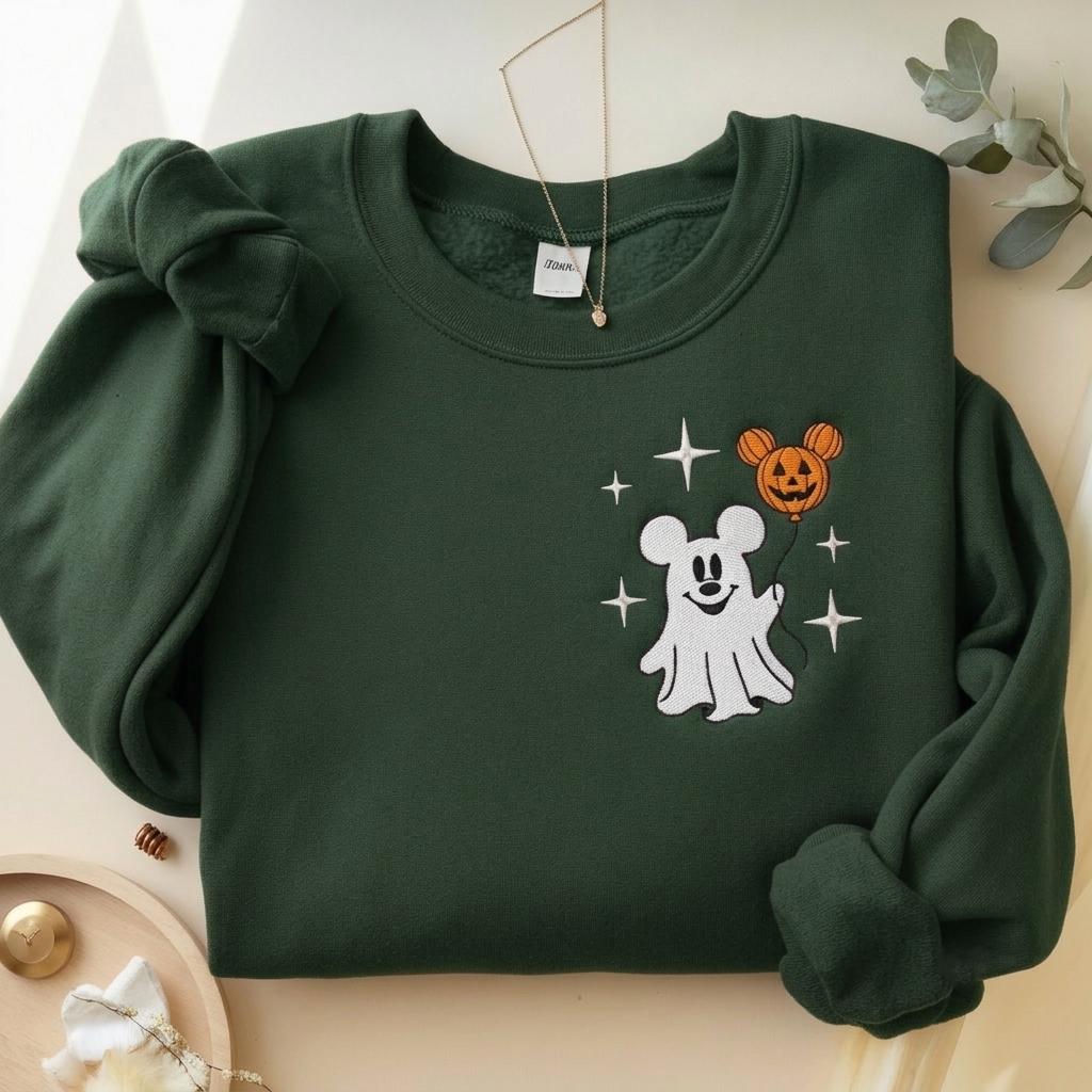 Mickey Ghost Quarter Zip Disney Halloween Sweatshirt, Embroidered Minnie Pumpkin Pullover for Spooky Season Disneyland Boo Crew Gift Outfit - photo 10