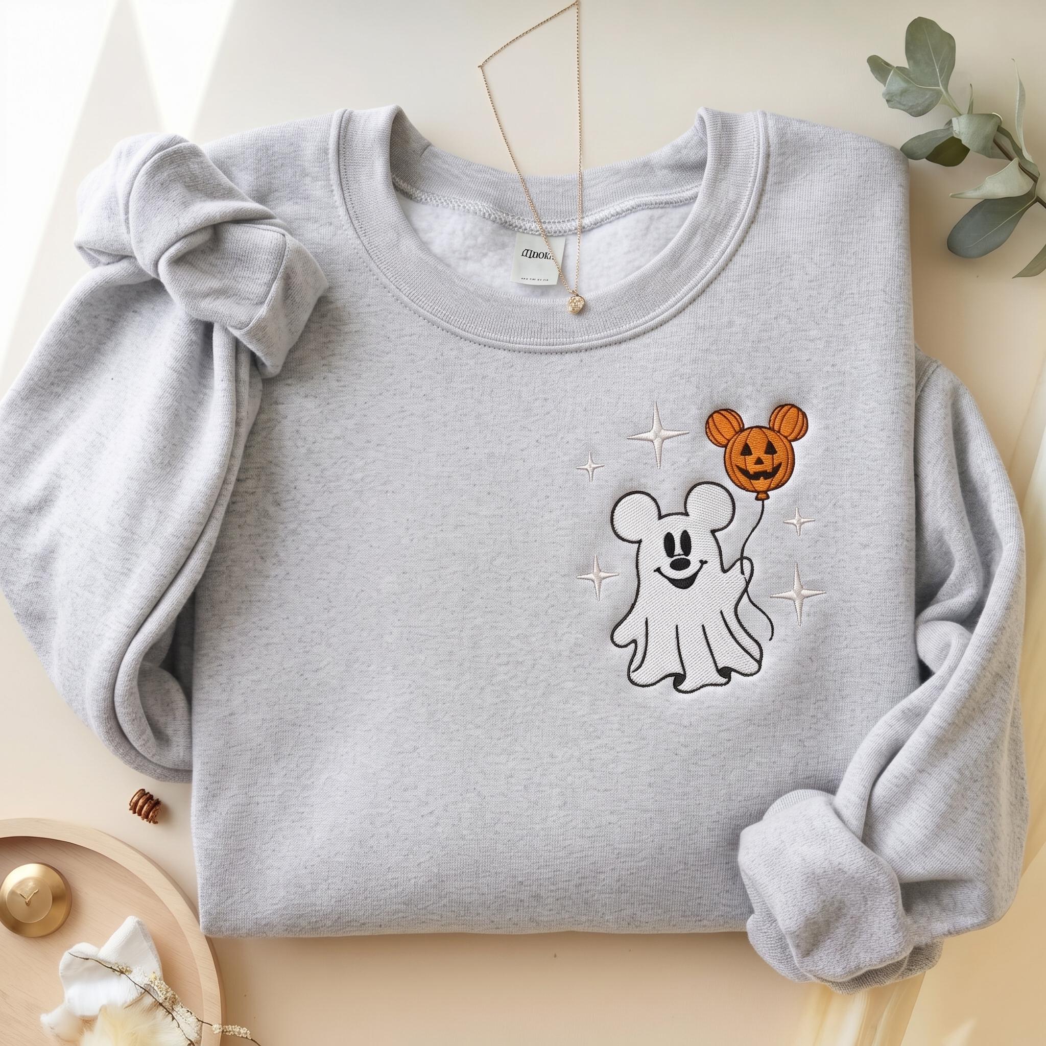 Mickey Ghost Quarter Zip Disney Halloween Sweatshirt, Embroidered Minnie Pumpkin Pullover for Spooky Season Disneyland Boo Crew Gift Outfit - photo 11