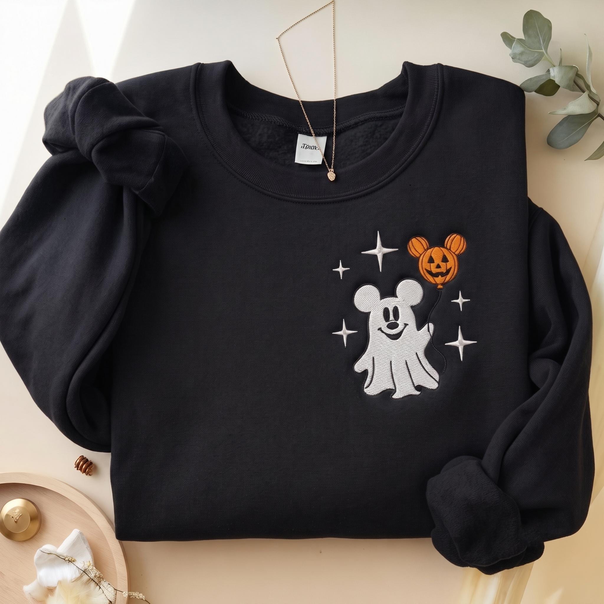 Mickey Ghost Quarter Zip Disney Halloween Sweatshirt, Embroidered Minnie Pumpkin Pullover for Spooky Season Disneyland Boo Crew Gift Outfit - photo 12