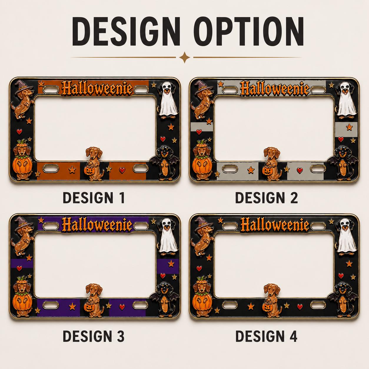 Car Tag Frame For Halloween Auto Decor Gift With Cute Dachshund Pumpkin License Plate Frame And Ghost Dog - photo 4
