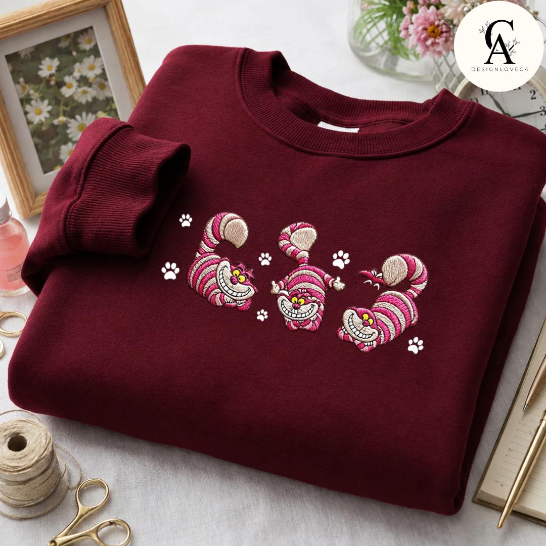 Embroidered Disney Cat Baby Tee Crop Lace Trim Tank and Sweatshirt With Aristocats Marie Figaro Cheshire for Cat Lovers Mom and Dad - photo 8