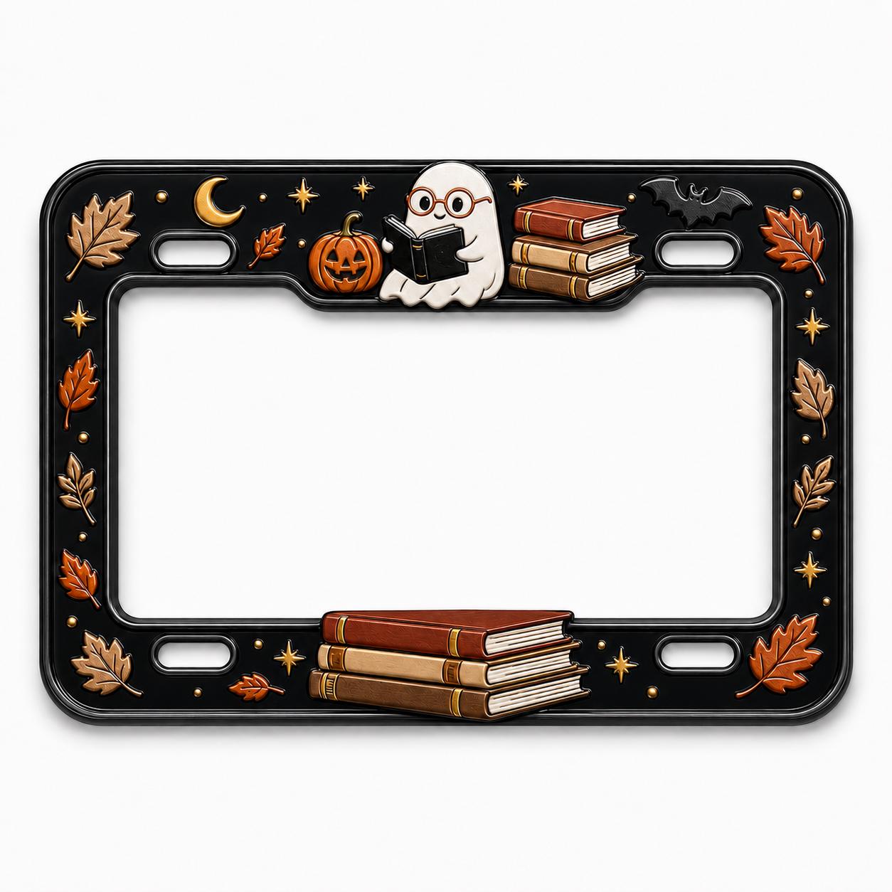 Car Tag Frame For Spooky Reader Auto Accessory With Cute Ghost Reading Book License Plate And Halloween Book Lover - photo 5